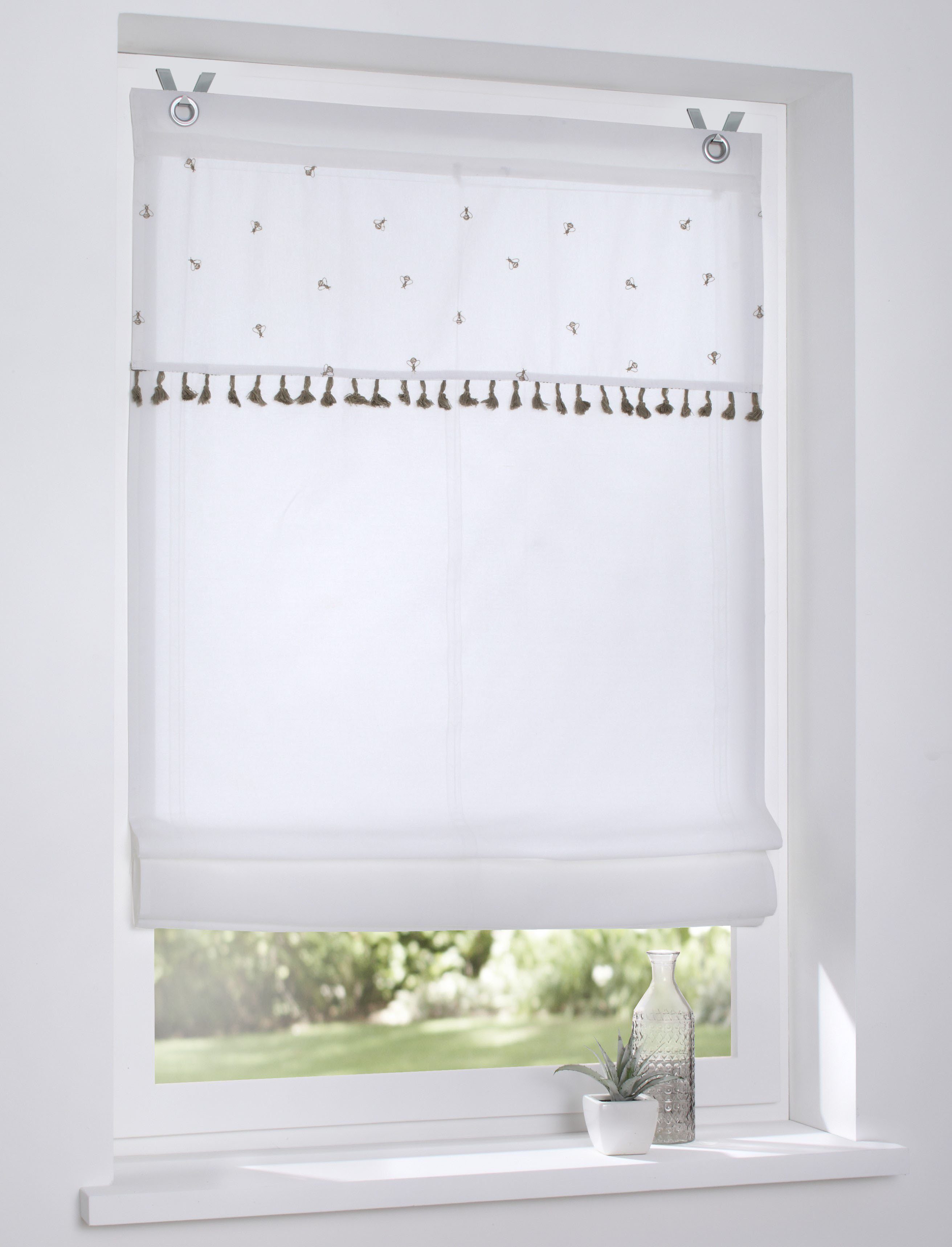 Kutti Raffrollo Honey, mit Hakenaufhängung, ohne Bohren, weiß, Baumwolle, b günstig online kaufen