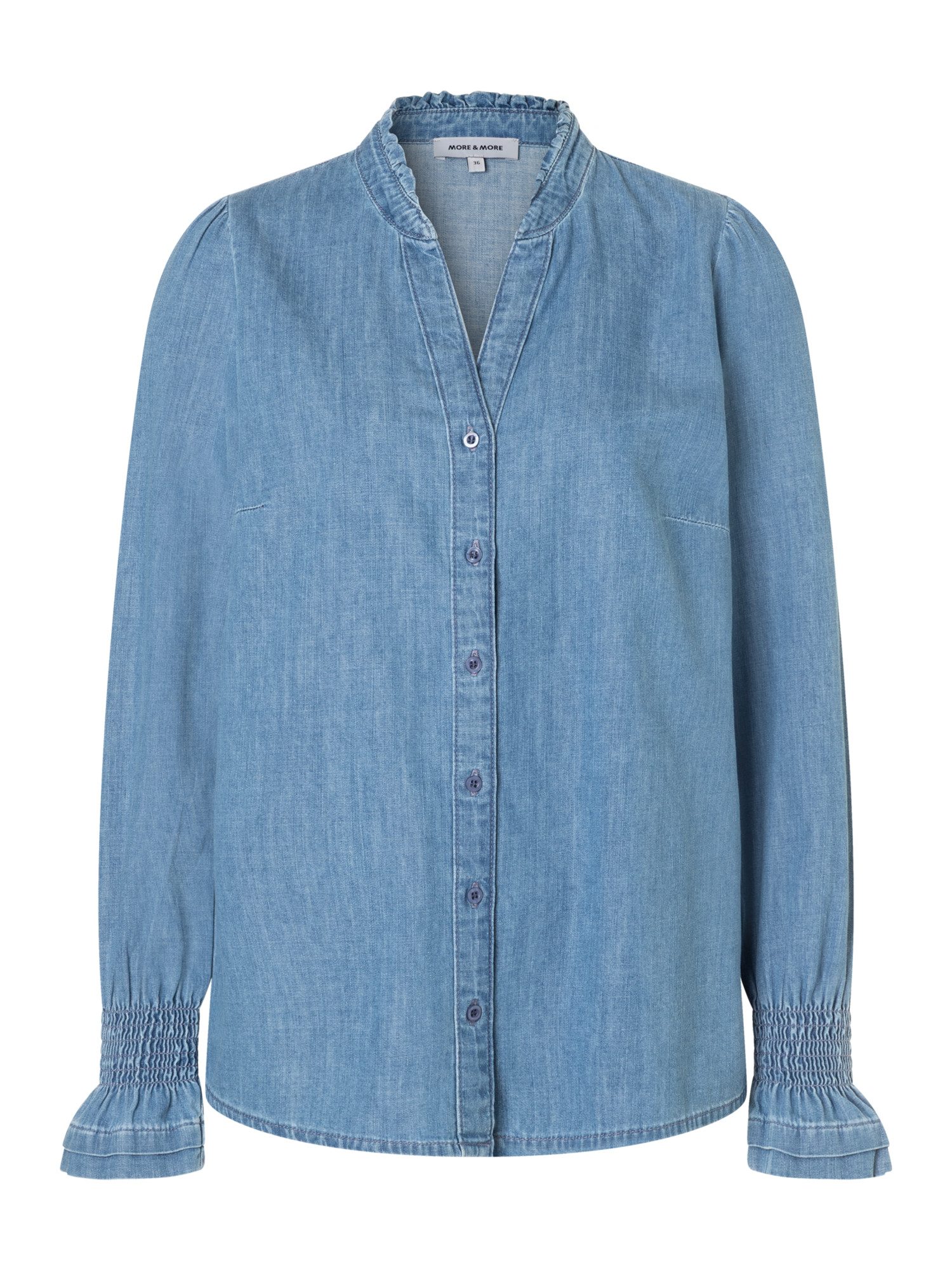 MORE&MORE Langarmbluse leichter Baumwolldenim günstig online kaufen