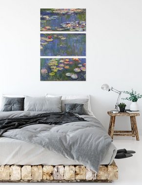 Pixxprint Leinwandbild Claude Monet - Seerosen, Claude Monet - Seerosen 3Teiler (120x80) (1 St), Leinwandbild fertig bespannt, inkl. Zackenaufhänger