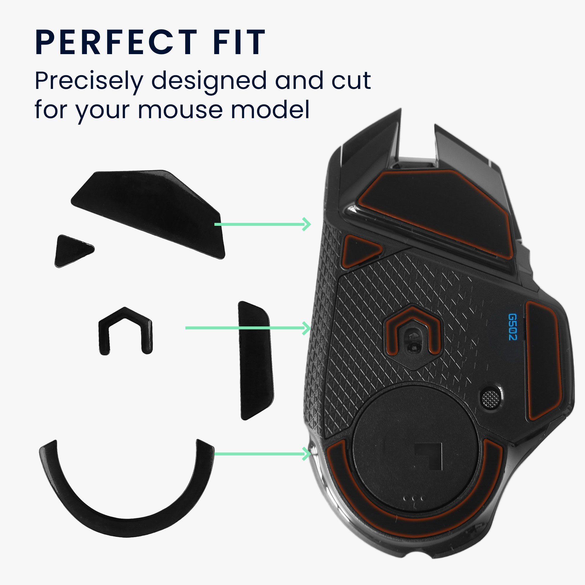 kwmobile Mausfüße Mouse Feet Sticker für Logitech G502 wireless (1-St), Ersatz Glider Mausfüße passgenau - Glides in Schwarz