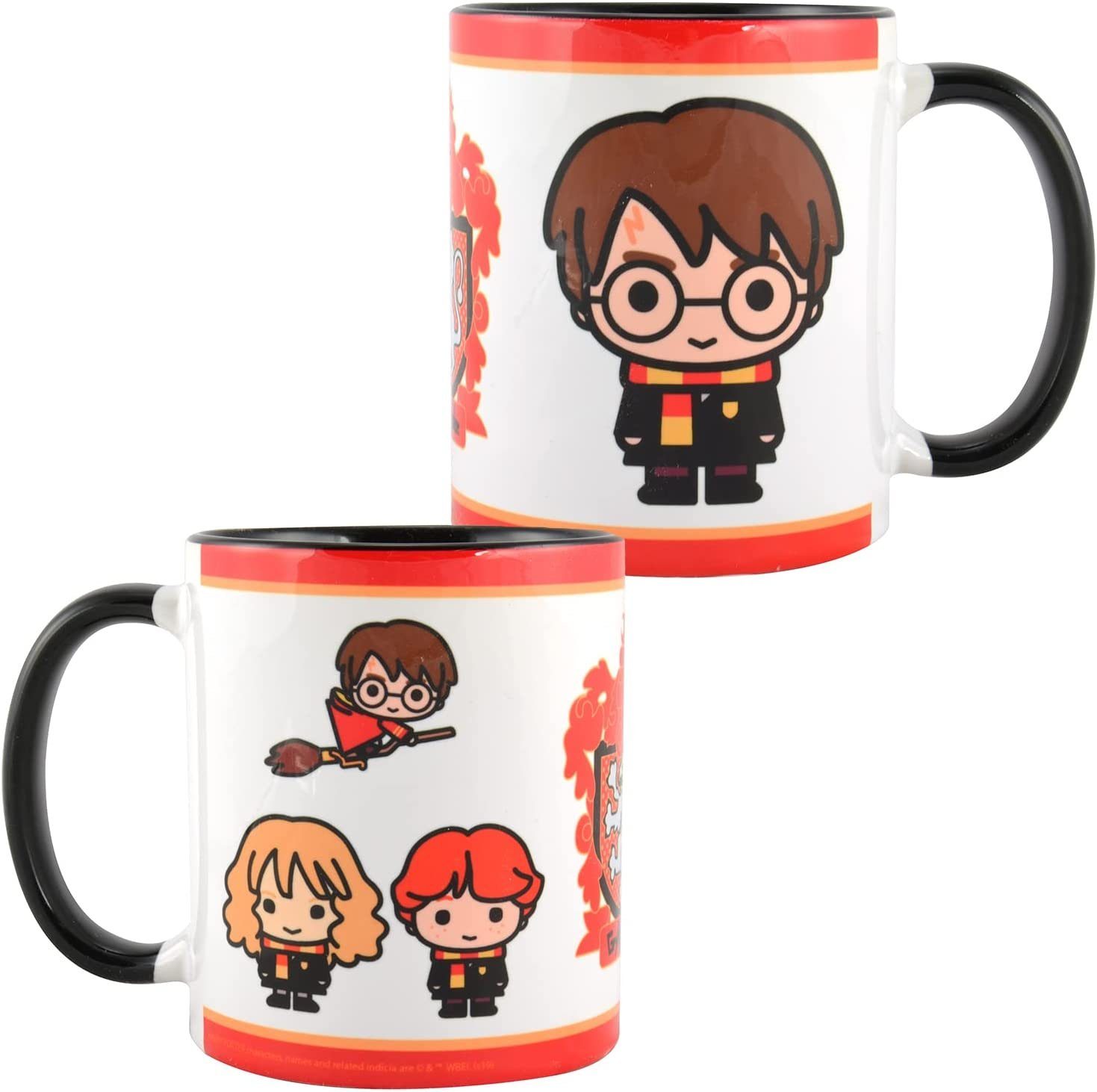 United Labels® Tasse Harry Potter Tasse - 3 Freunde Gryffindor Weiß Rot 320 ml, Keramik