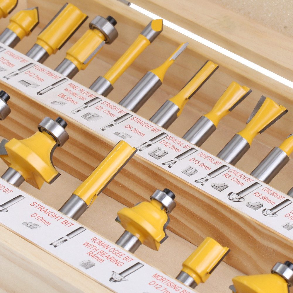 MECO Fräser-Set, 24-tlg., 8mm Schaft Holzfräser Holzwerkzeug mit box