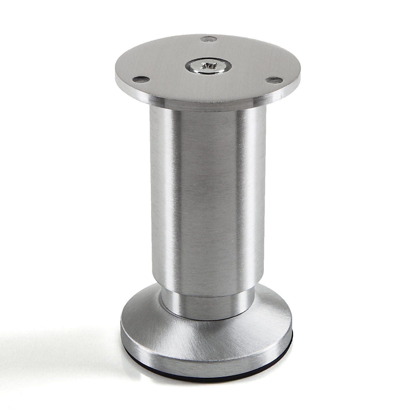 SO-TECH® Möbelfuß ALPHA, belastbar bis 250 kg, höhenverstellbar bis 15 mm, (1-St), Höhe 100 mm, Aluminium gebürstet
