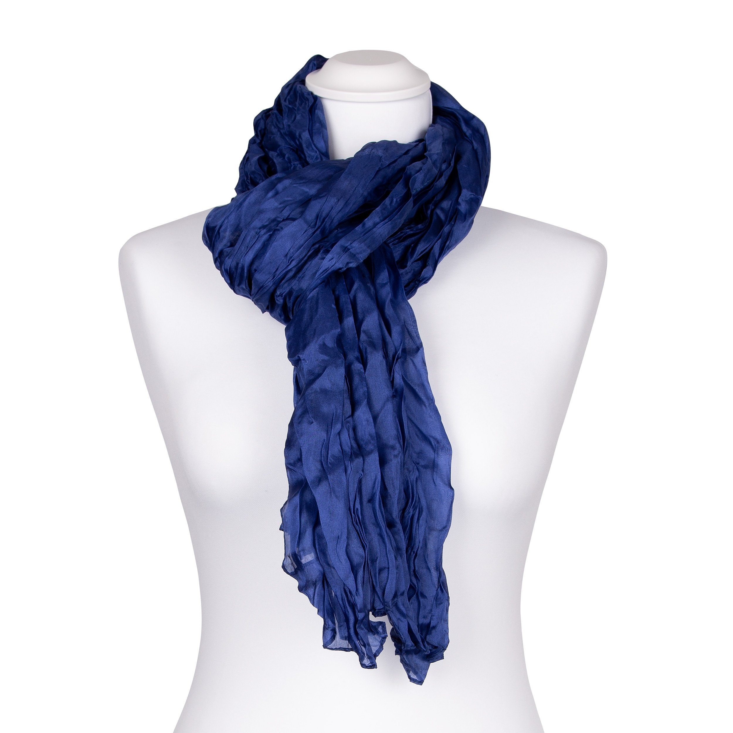 Seidenschal Knitterschal Halstuch Schal XXL Saphirblau