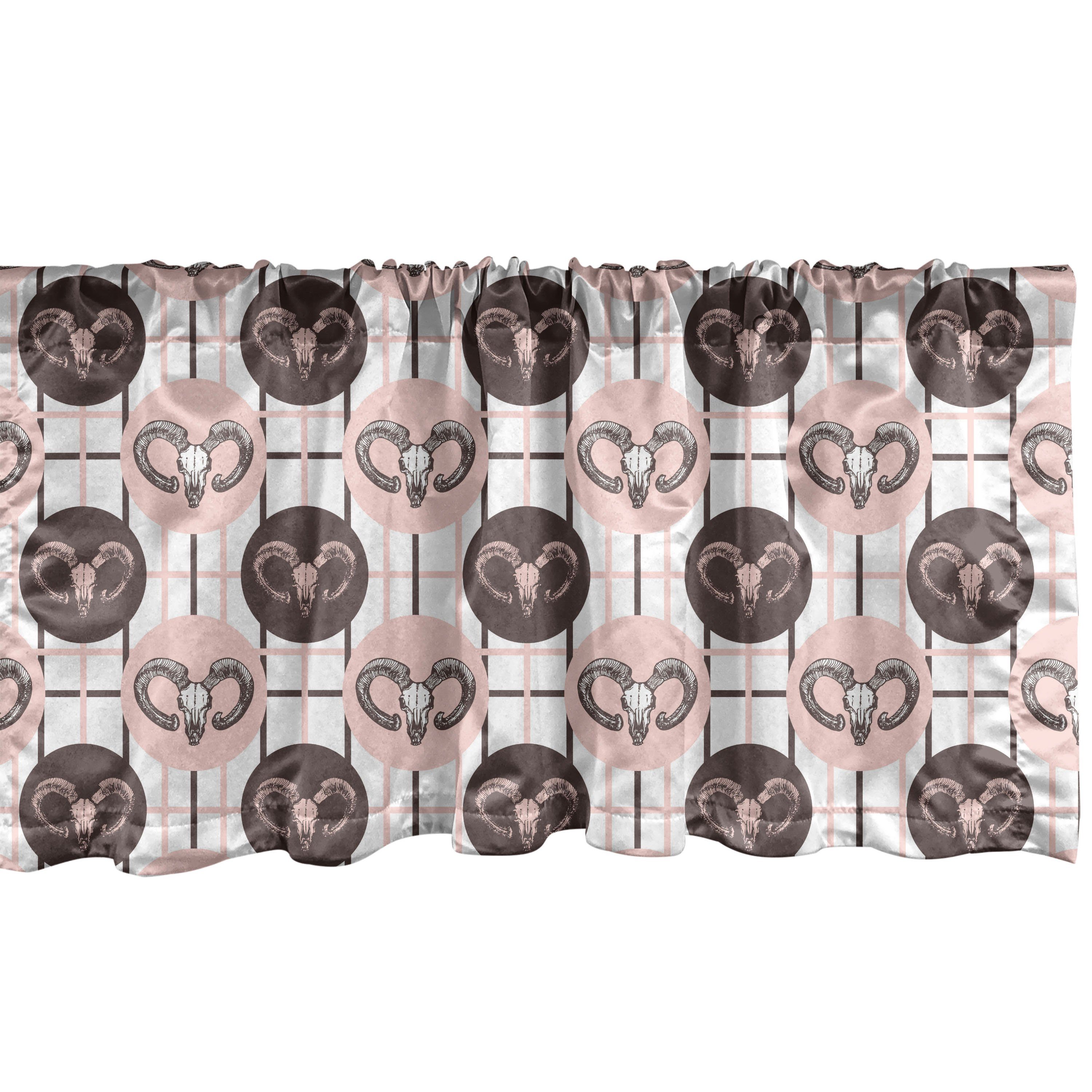 Scheibengardine Vorhang Volant für Küche Schlafzimmer Dekor mit Stangentasche, Abakuhaus, Microfaser, Ziege Tierporträt auf Kreise