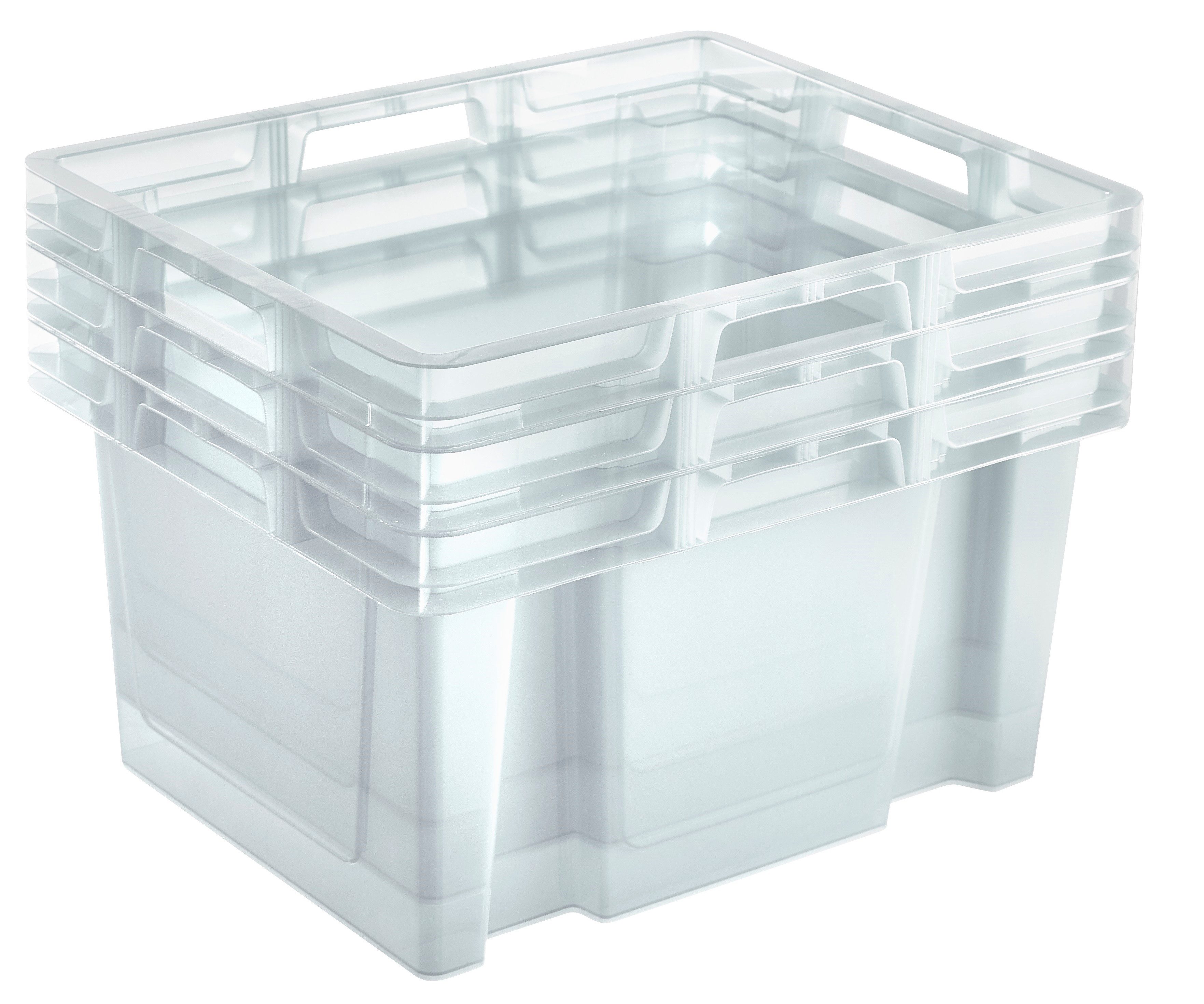 Gardissimo Stapelbox 3 er Set 26 Liter Kunststoff Boxen Euroboxen Plastik (Spar-Set, 3 St., 3 Boxen), stapelbar / nestbar / Made in Germany