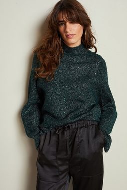 Next Stehkragenpullover Langärmeliges Pulloverkleid mit Pailletten (1-tlg)