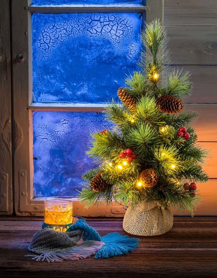 näve Dekolicht, LED Weihnachtsbaum XMAS Deko mit Lichterkette Tannenbaum H  45 cm grün