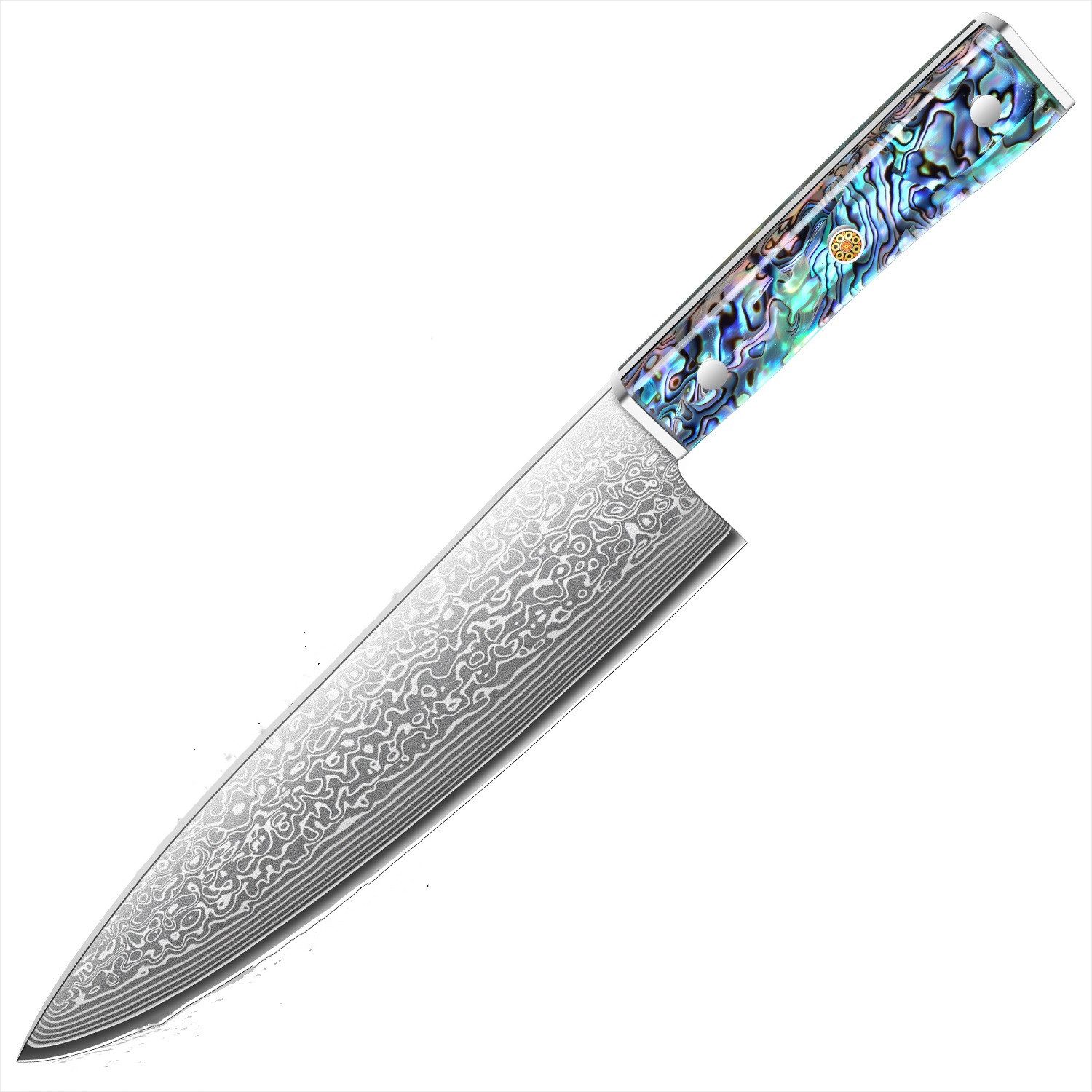 KingLux Damastmesser Damast Chefmesser Küchenmesser VG10-Stahl Abalone Muschel Griff