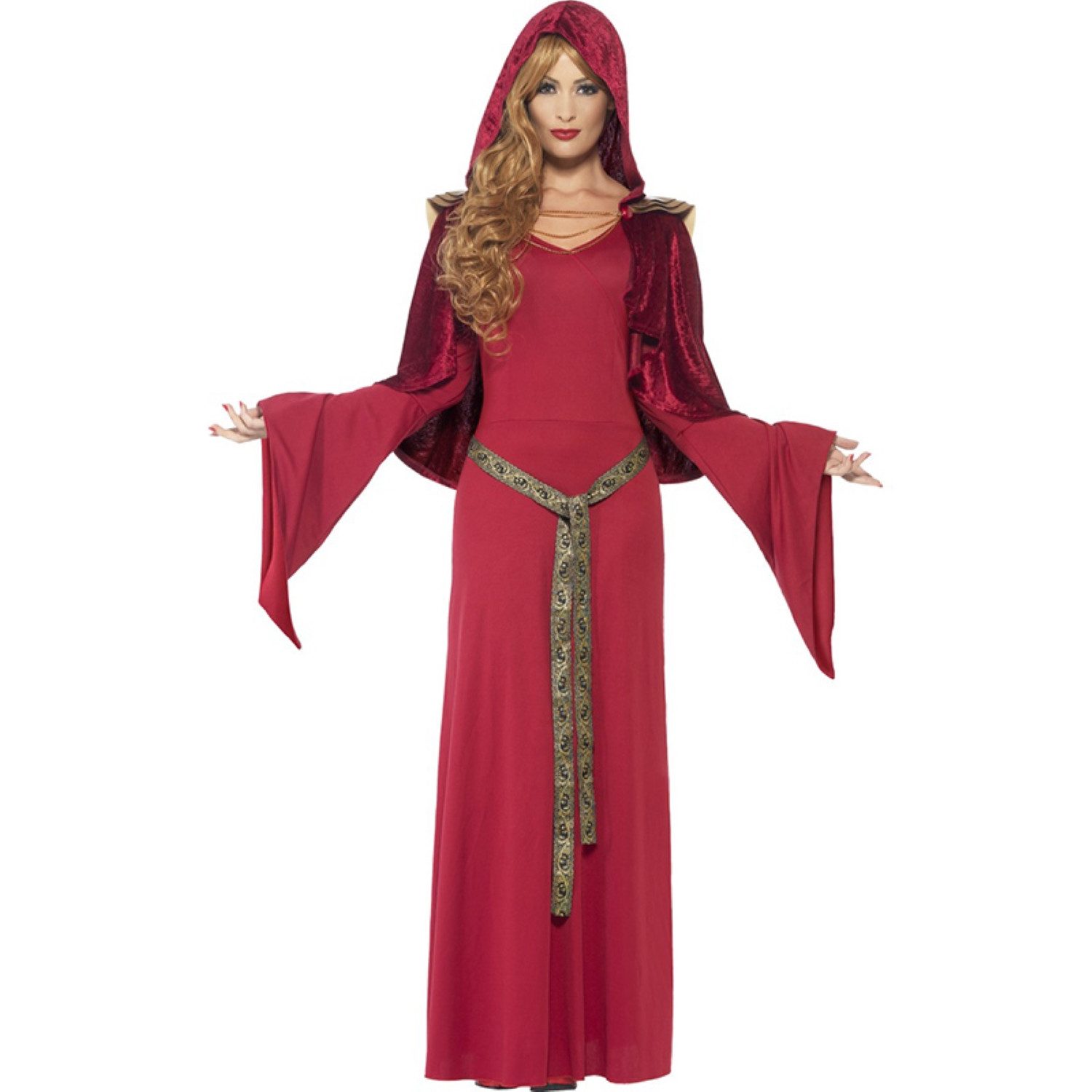 Smiffys Nonnen-Kostüm Kostüm Lady Priesterin Rot inkl. Gürtel Gr.M