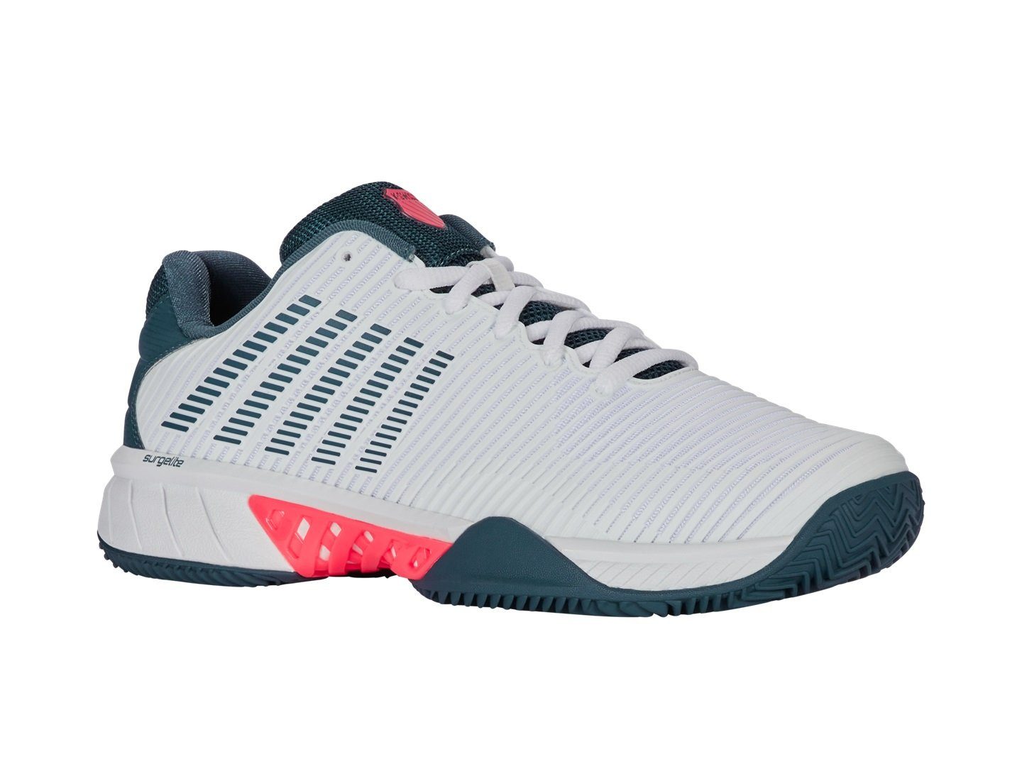 Hypercourt Express 2 Clay/Sandplatz 2025 weiss/blaugrün/neonorange Tennisschuh