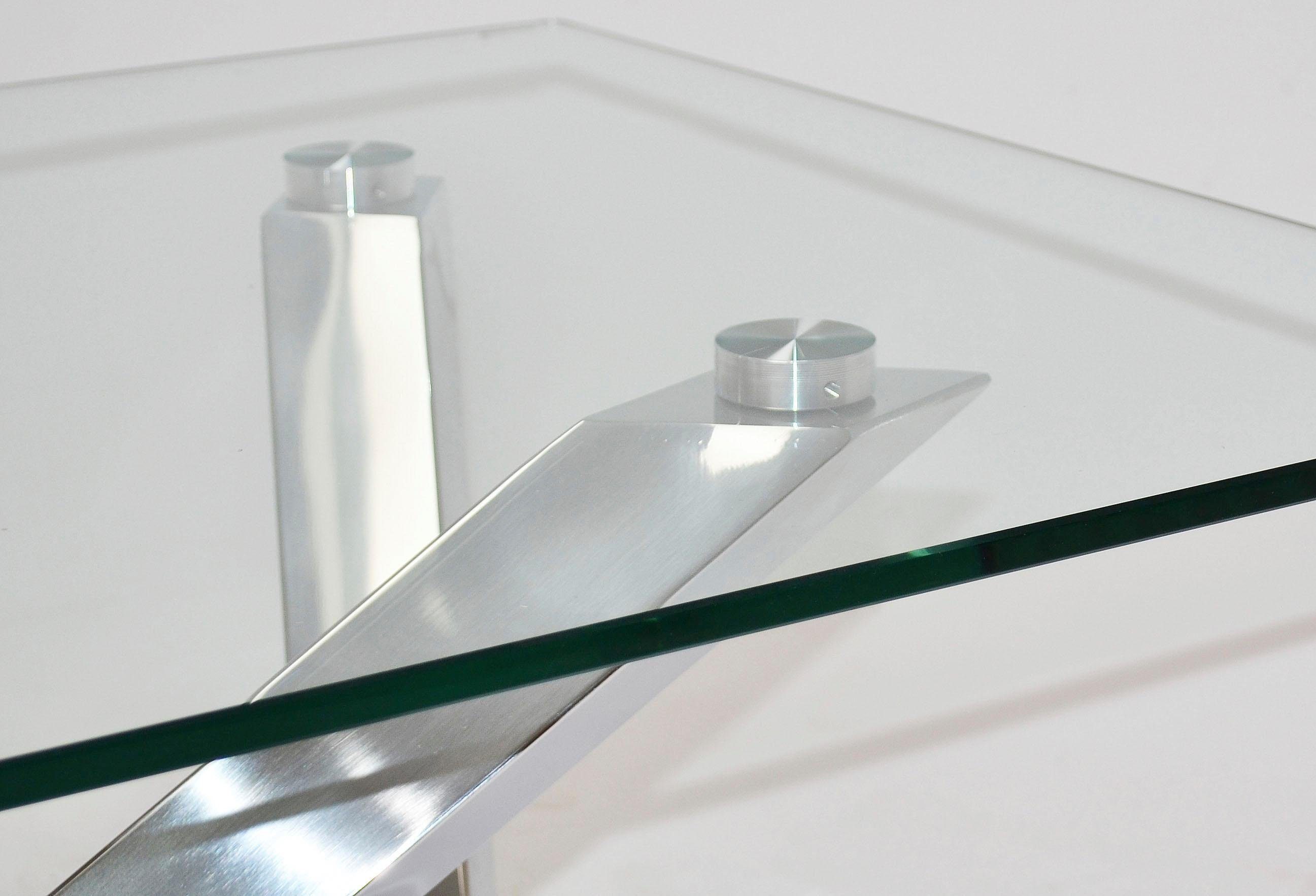 Untergestell mit Micado, aus modernem und Glasplatte rechteckiger Leonique Couchtisch Chrom