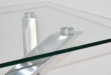 Leonique Couchtisch Micado, mit modernem Untergestell aus Chrom und rechteckiger Glasplatte