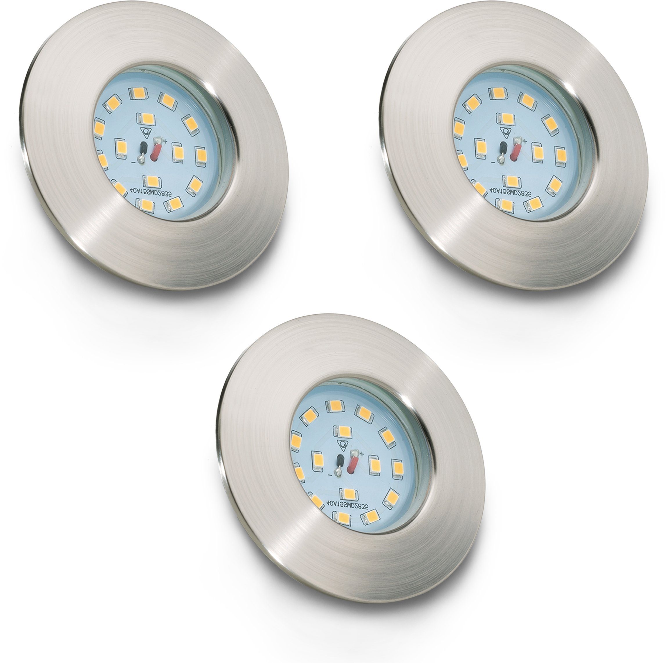 B.K.Licht LED Einbauleuchte Elias, LED fest integriert, Warmweiß, LED  Einbaustrahler, ultra-flach, Badezimmer, IP44 Decken-Spot, 3er SET