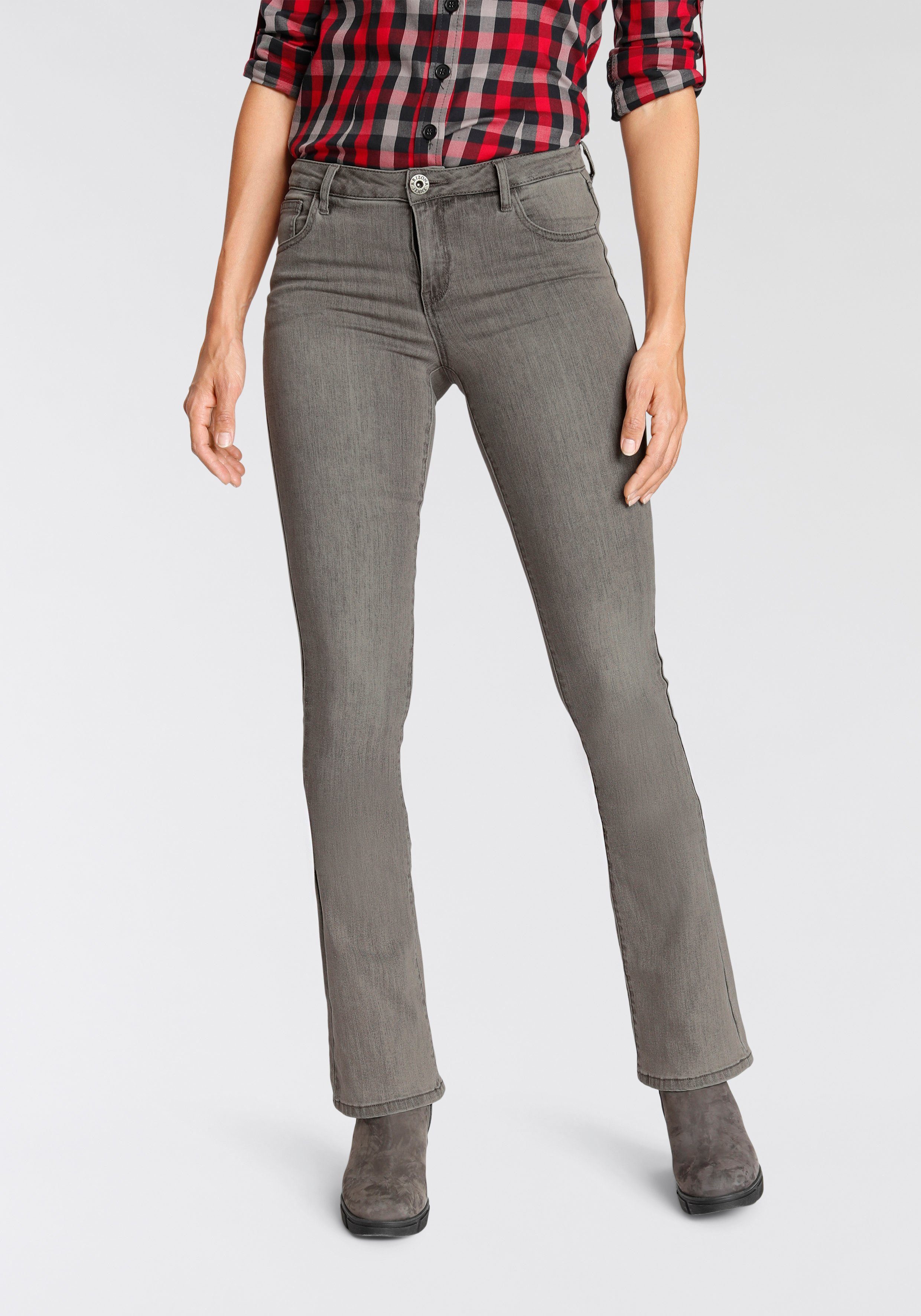 Arizona Bootcut-Jeans Ultra-Stretch Mid-Waist grey-used
