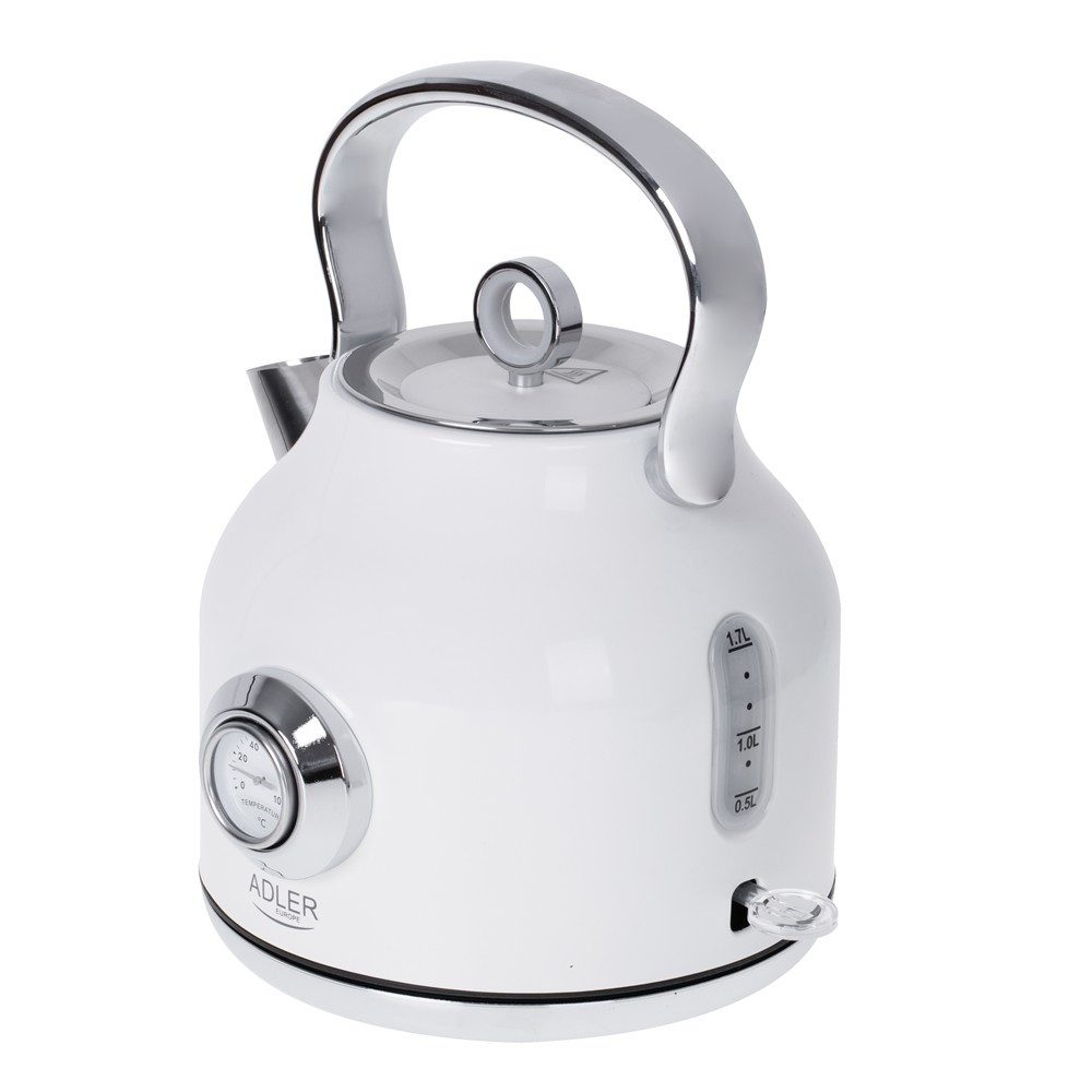 ADLER EUROPE Wasserkocher AD 1346 Retro-Wasserkocher mit Thermometer, 1,7 l, 2200 W, Edelstahl Teekessel, STRIX, Kalkfilter, Temperaturanzeige, weiß – Bild 4 von 5