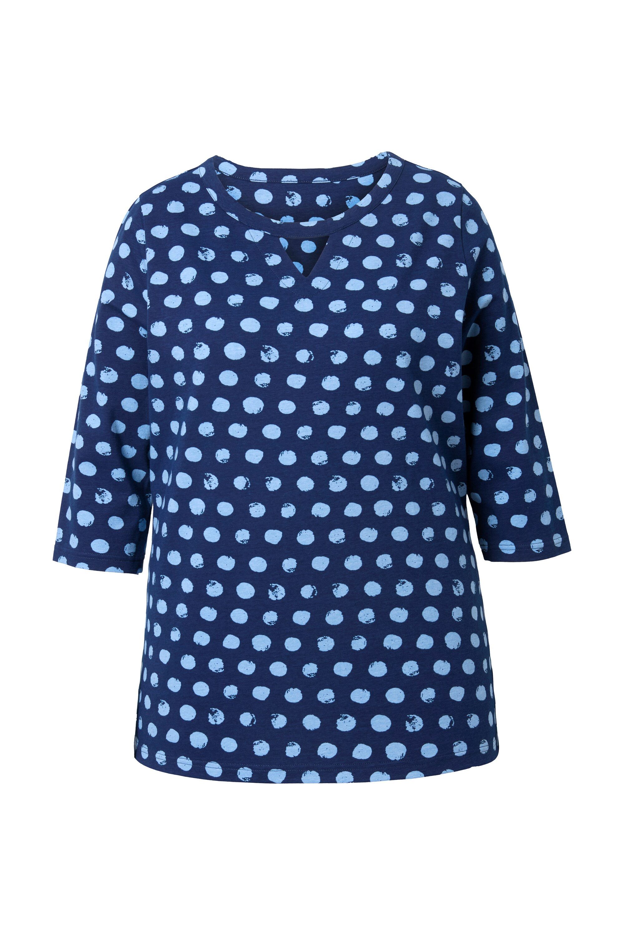 Ulla Popken T-Shirt Shirt Tupfen Classic Rundhals 3/4-Arm günstig online kaufen