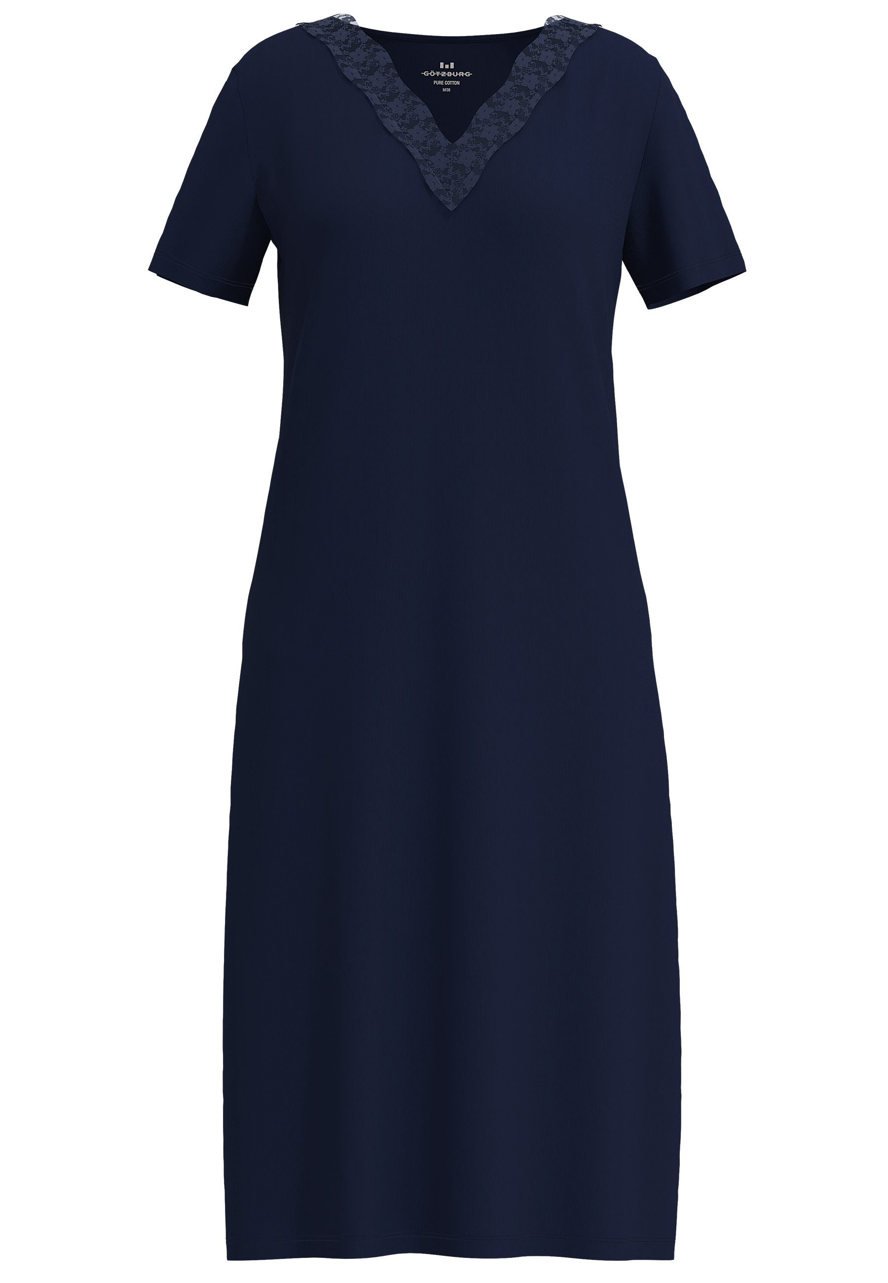 GÖTZBURG Nachthemd lang, Kurzarm, V-Ausschnitt, Baumwollmix