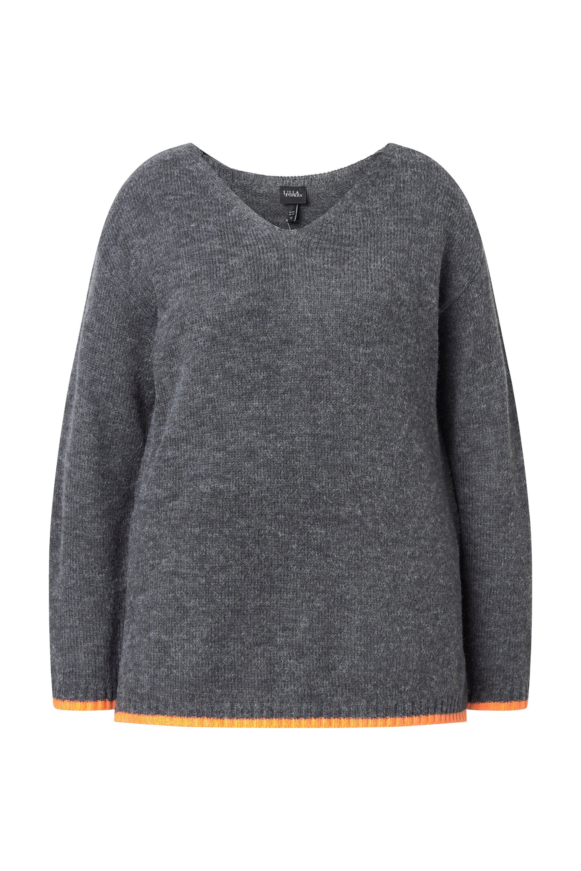 Ulla Popken Strickpullover Pullover farbige Kanten günstig online kaufen