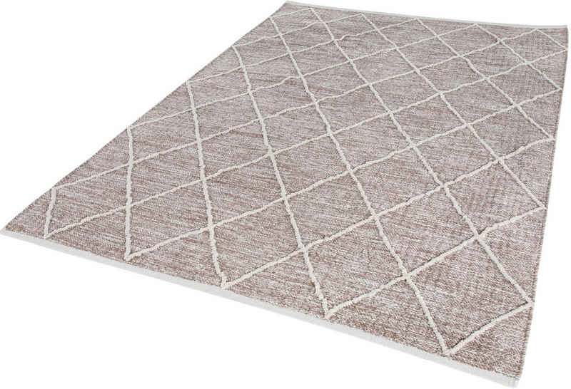 Teppich Pamplona, my home, rechteckig, Höhe: 8 mm, Handweb-Teppich, Rauten-Motiv, handgewebt, reine Baumwolle