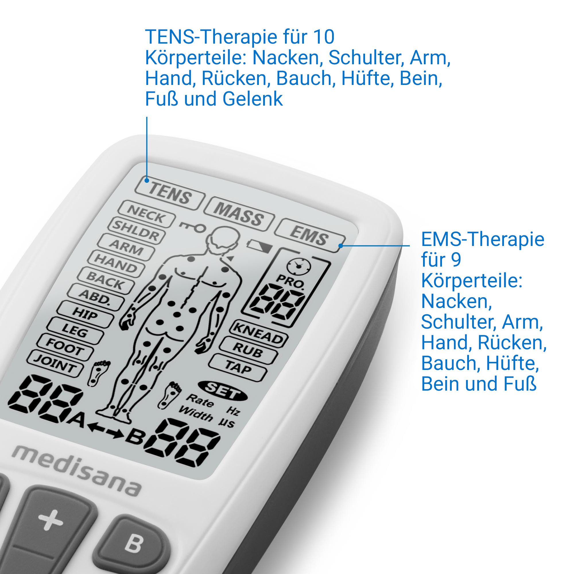 medisana TENS-EMS-Gerät TT 200 WEST, TENS, EMS,Massage, 22 Vorprogramme, 3 Massageprogramme