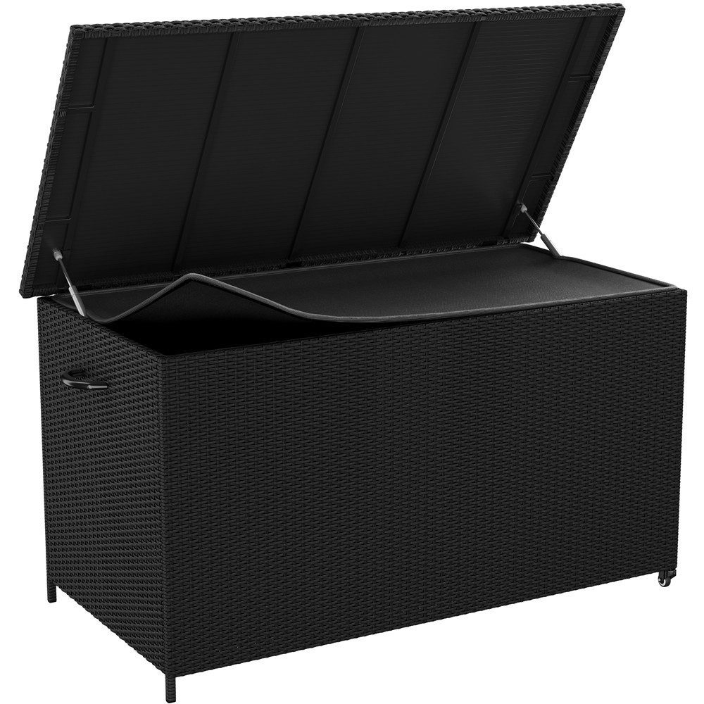 Yaheetech Auflagenbox Gartenbox mit Deckel & Rollen, Gartentruhe Aufbewahrungsbox aus PE-Rattan 651 L