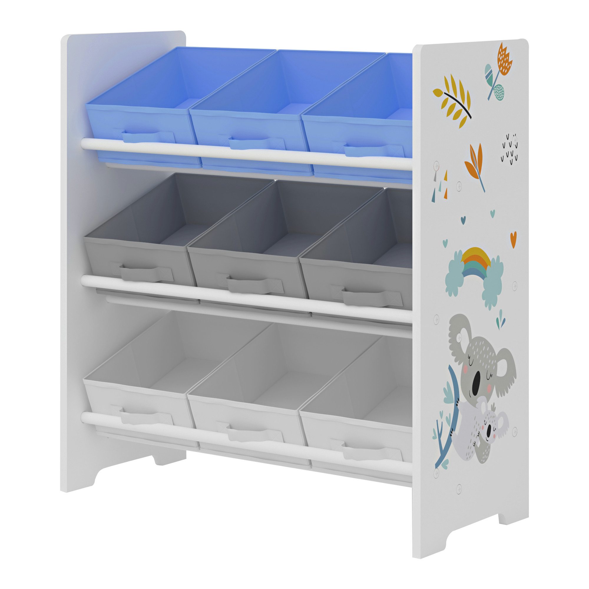 en.casa Kinderregal, »Boiro« Spielzeugregal mit 9 Boxen Koala-Motiv günstig online kaufen