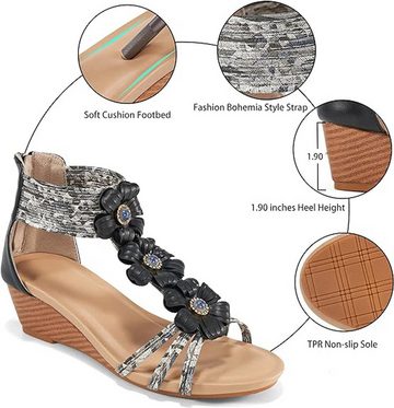 ZWY Sandalen Schuhe, mit Reißverschluss Knöchel offene Zehe Low Wedge Badesandale