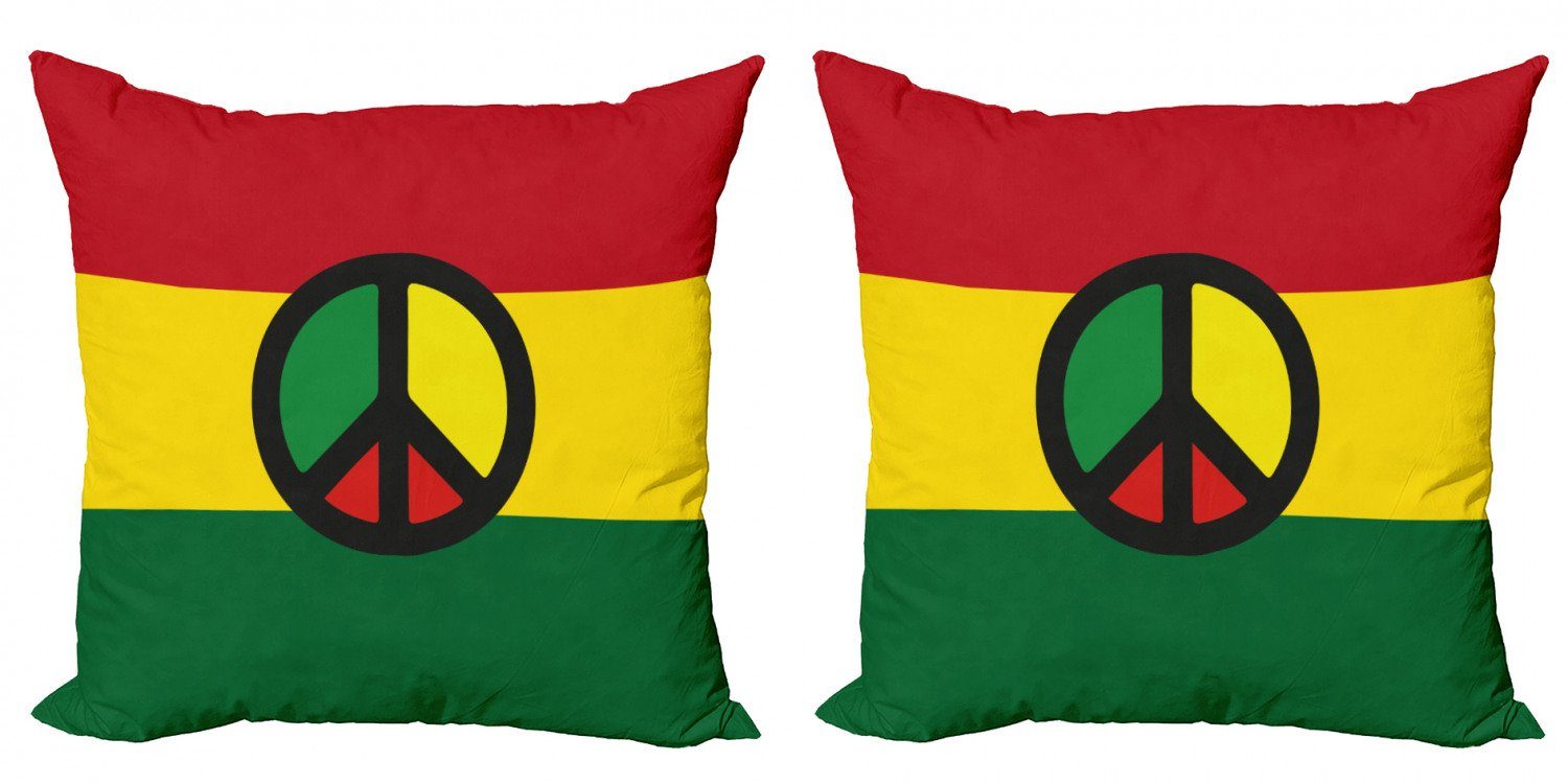 Kissenbezüge Modern Accent Doppelseitiger Digitaldruck, Abakuhaus (2 Stück), jamaikanisch Reggae Kultur Frieden