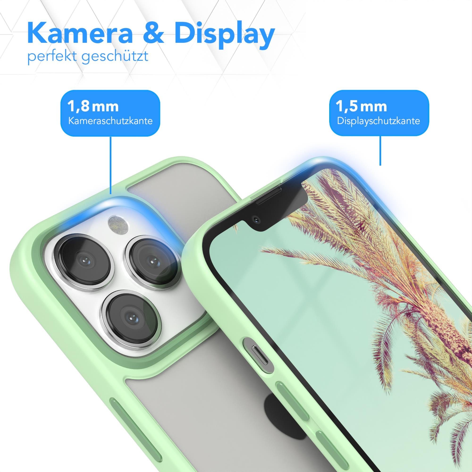 EAZY CASE Handyhülle Outdoor Case für Apple iPhone 13 Pro 6,1 Zoll, Handyhülle Dünn Slim Cover Durchsichtig Robust Displayschutz Grün