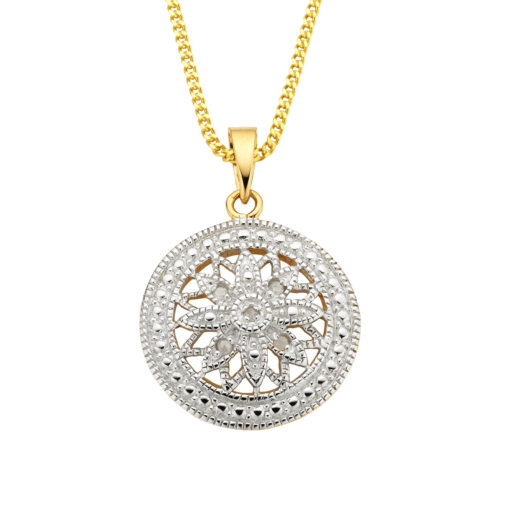 Diamonds by Ellen K. Kette mit Anhänger Silber 925 vergoldet mit 5x Diamant zus. 0,05ct.