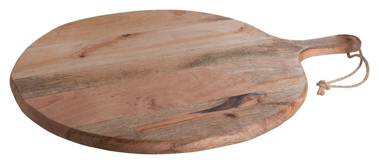 Dekotablett KONSTANTIN, 47 x 60 cm, Braun, Mangoholz, mit Griff & Kordel