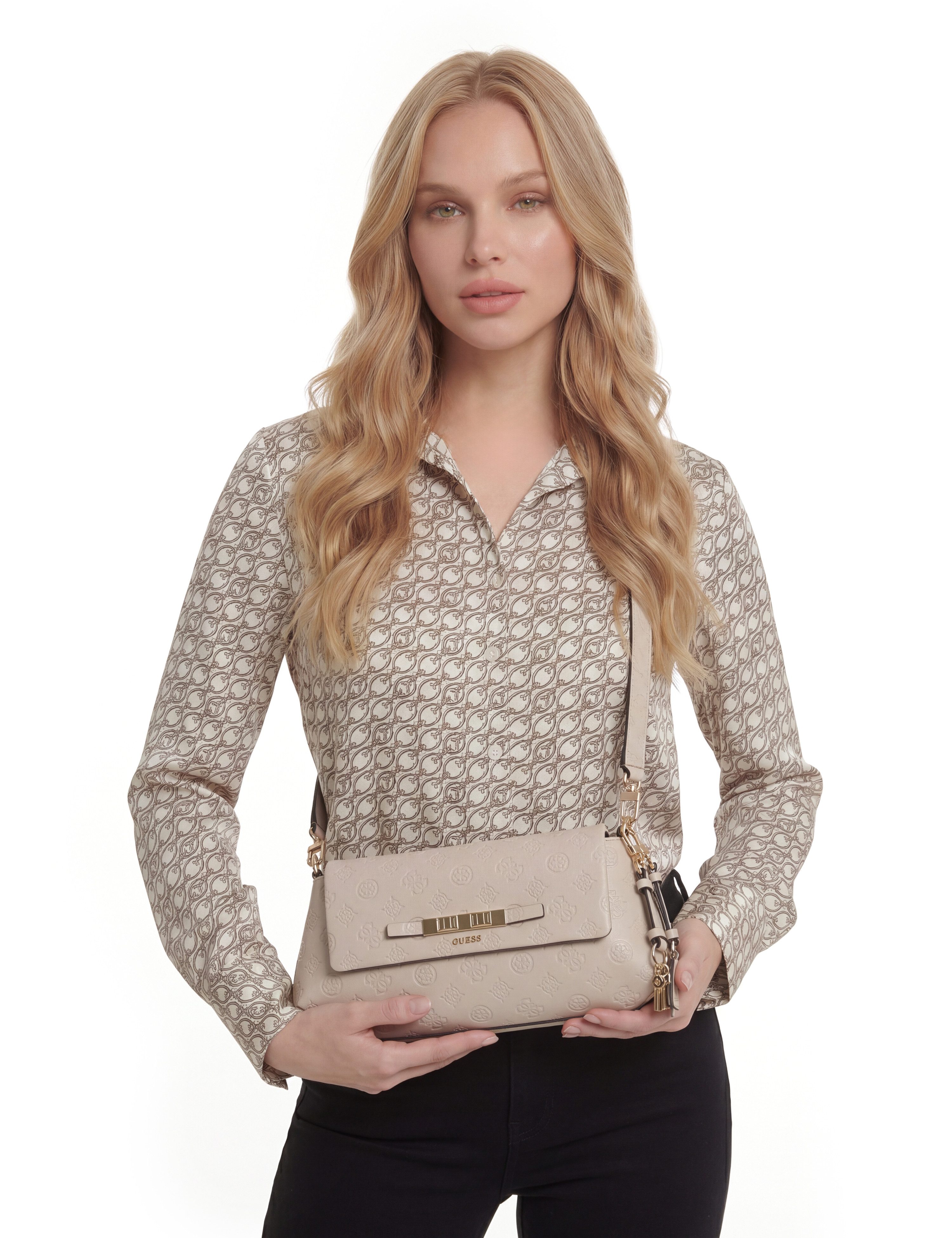 Guess Umhängetasche CARMELLA CROSSBODY FLAP, Damen Handtasche, Schultertasche mit Überschlag – Bild 2 von 5