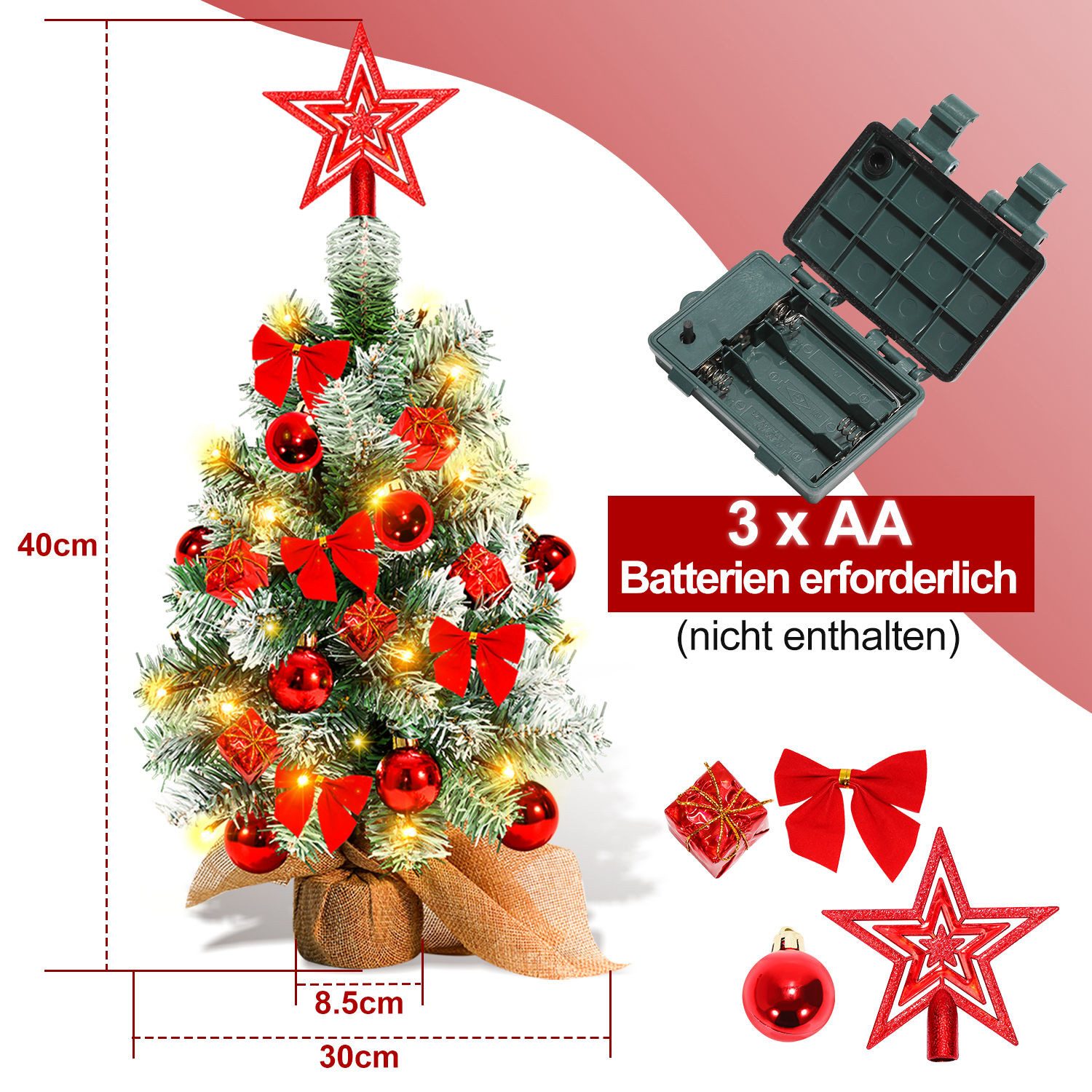Clanmacy Künstlicher Weihnachtsbaum Mini Weihnachtsbaum, 40cm Tisch-Weihnac günstig online kaufen