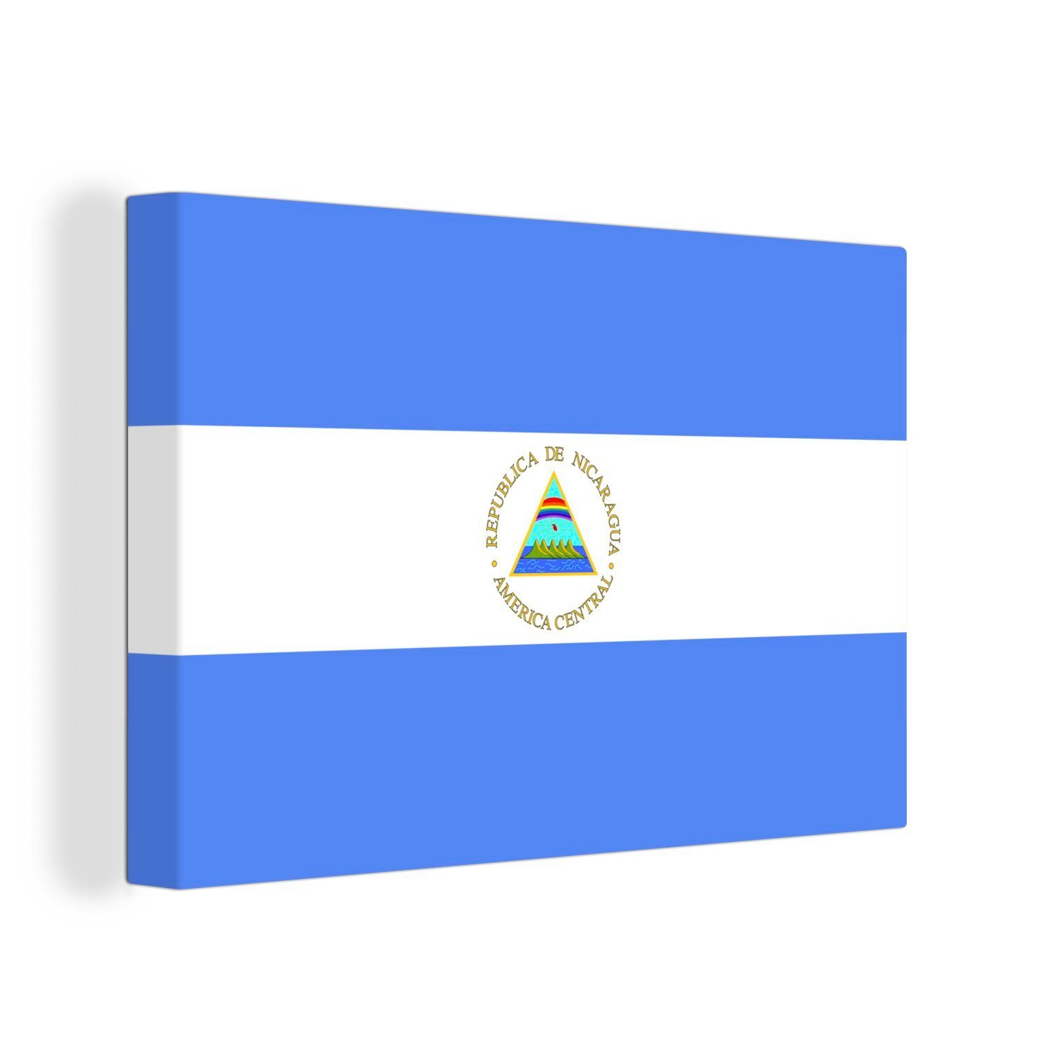 OneMillionCanvasses® Leinwandbild Flagge von Nicaragua, (1 St), Wandbild Leinwandbilder, Aufhängefertig, Wanddeko, 30x20 cm