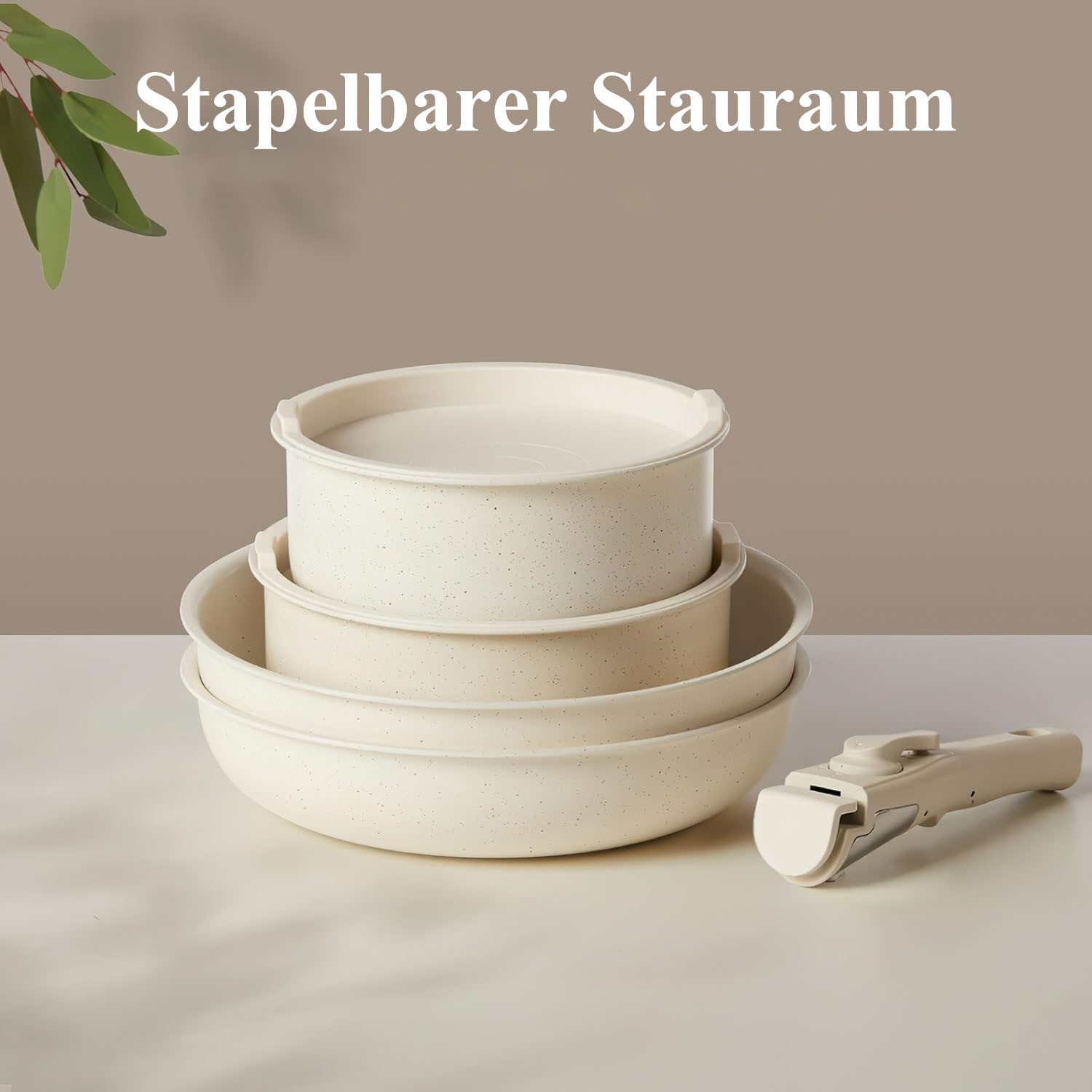 SURFOU Topf-Set 12-teiliges Topfset Abnehmbarer Griff Pots & Pans Sets, Pfanne 7inch Topf 8/10inch Cookware Wohnmobil Kochgeschirr für Camping
