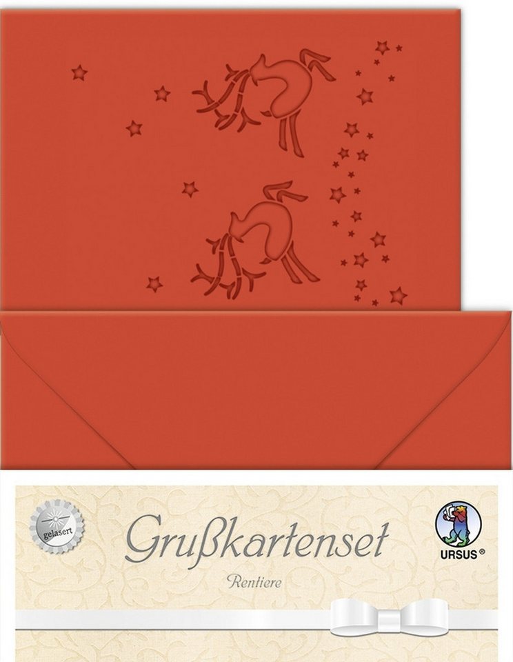 Thumbnail - Ursus - Ludwig Bähr Designpapier Doppelkarte A6 gelasert + Kuvert VE=5 Sets Rentier rubinrot