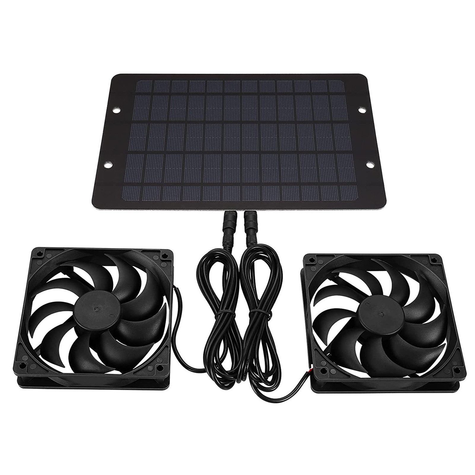 GARRYFIZH Wandventilator Solar Ventilator Set 10W 12V Solarlüfter für Gewächshaus Hühnerstall, 10W Solarpower, Dual-Lüfter, Wetterfest IP65, Einfache Montage