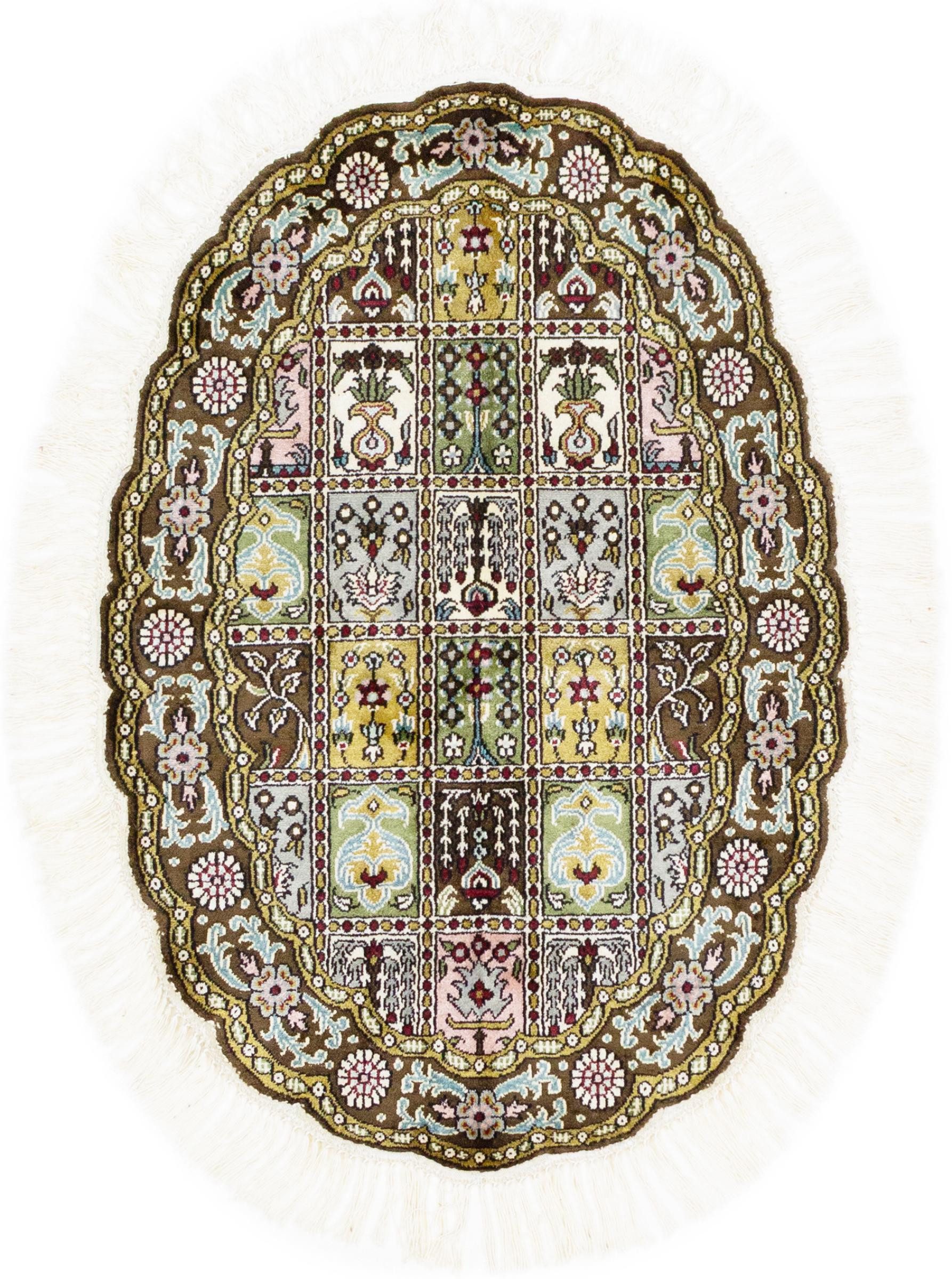 Nain Trading Seidenteppich China Seide 61x89 Handgeknüpfter Orientteppich, oval, Höhe: 5 mm