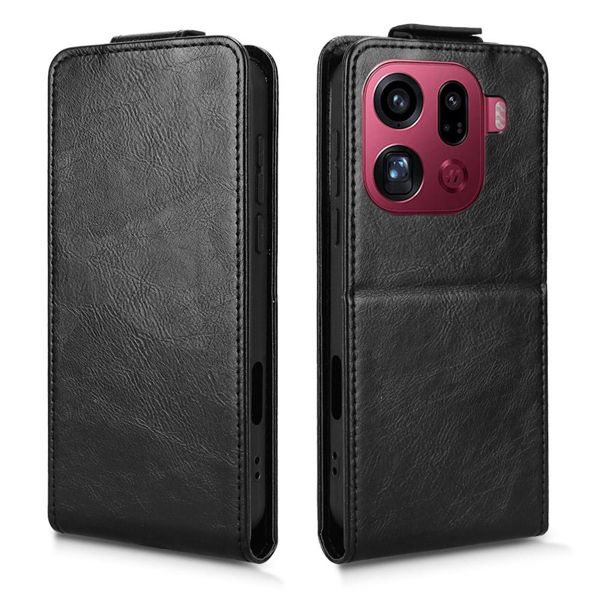 Wigento Smartphone-Hülle Für Oppo Find X9 Pro Magnetische Flip Kunstleder Schutz Hülle Schwarz, Magnetverschluss, Kartenfächer, Halterfunktion
