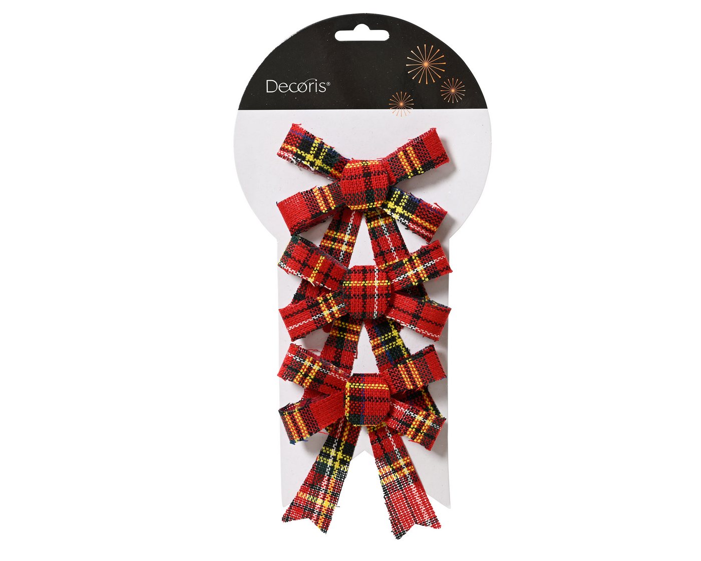 Kaemingk Christbaumschmuck, Schleifen 10cm mit Tartan Muster 3er Set