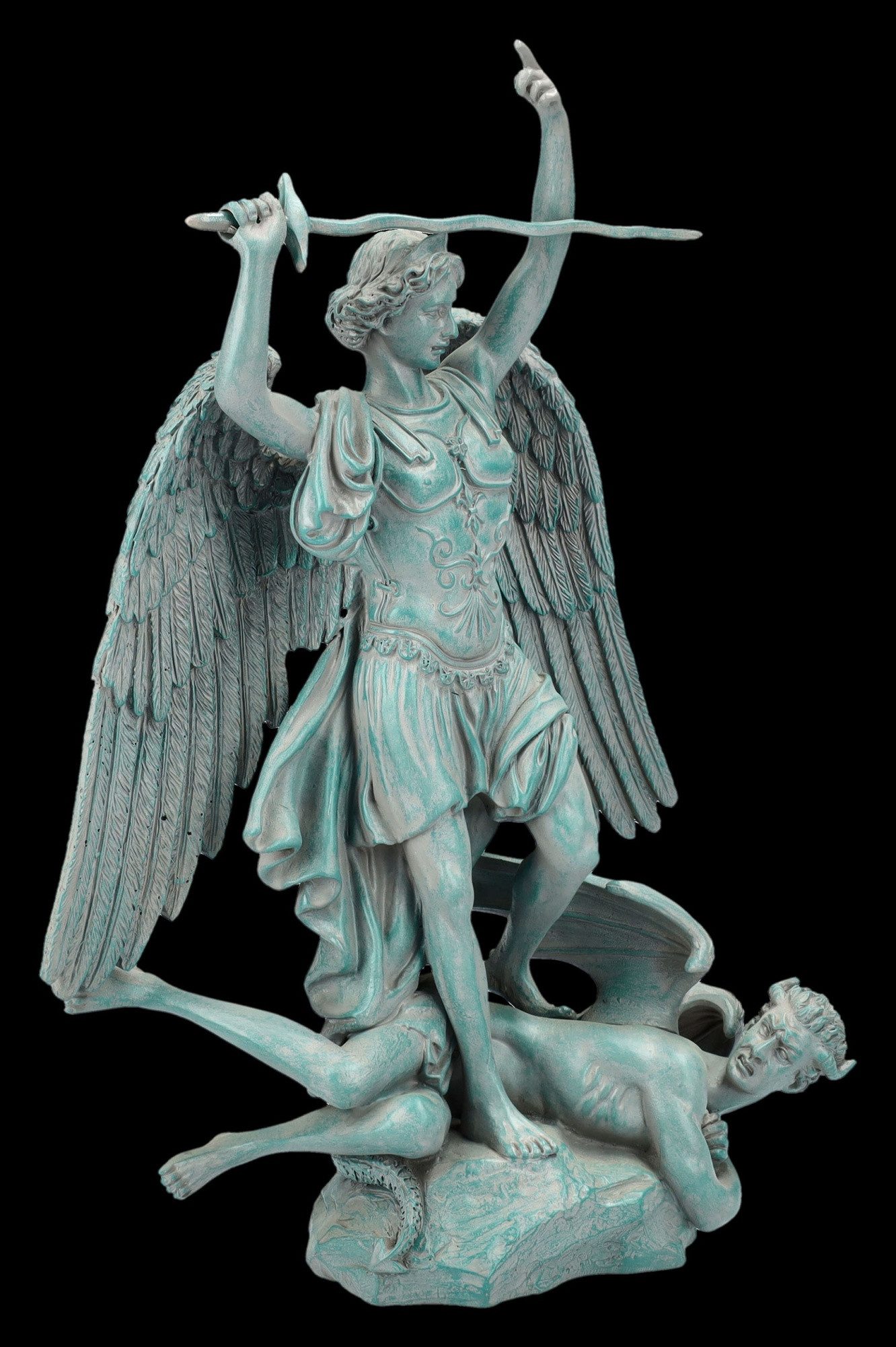 Figuren Shop GmbH Dekofigur Erzengel Michael Figur – Triumph über das Böse Statue 24,5cm Dekofigur