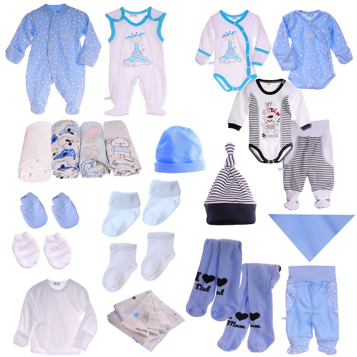 Erstausstattungspaket Baby Set 22 Teile Body Hose Strampler Strumpfhosen Shirt Socken
