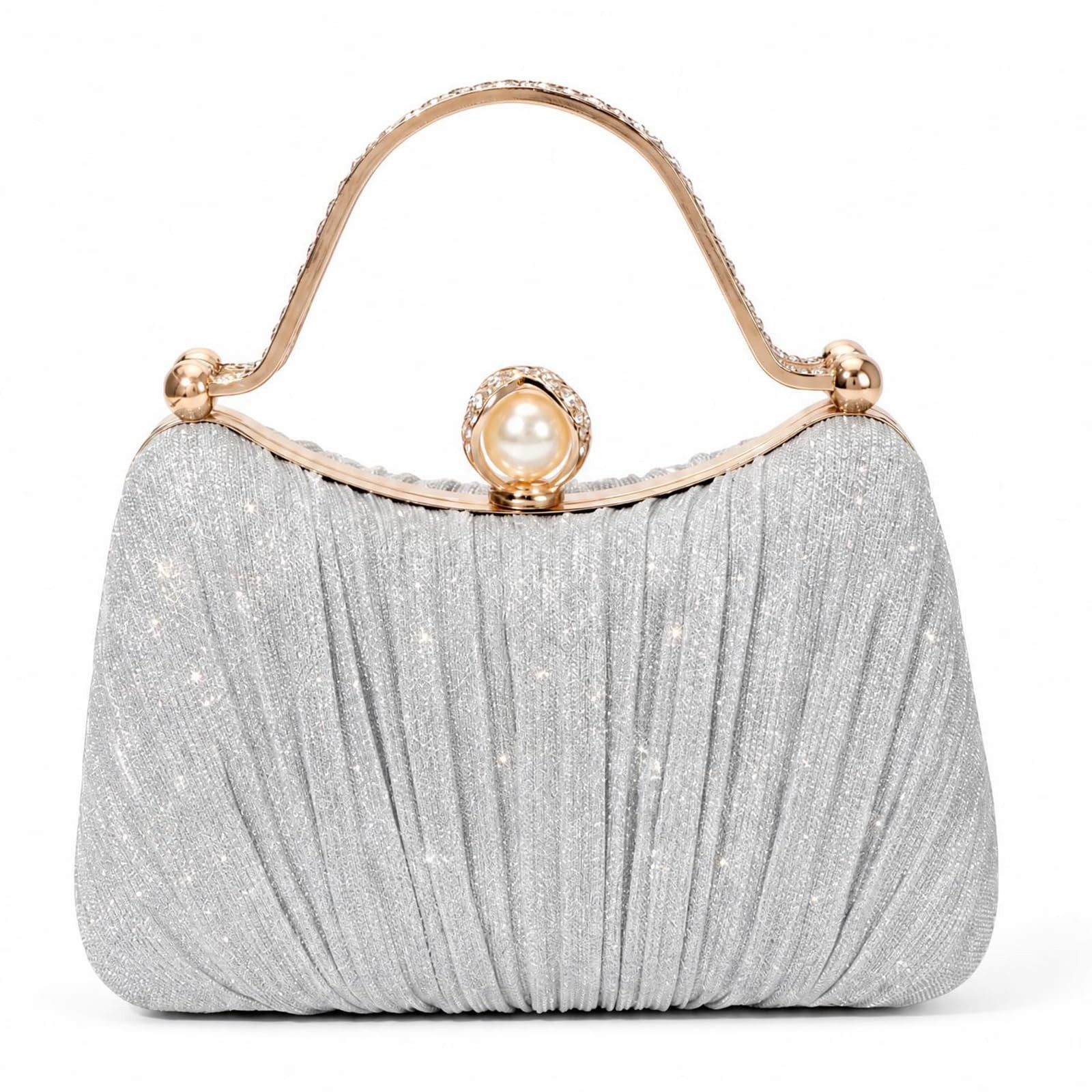 nsihing Abendtasche Damen Abendtasche, Glitzer Clutch mit Abnehmbarer Kette, Elegante Strass Handtasche für Hochzeit, Party & Festliche Anlässe