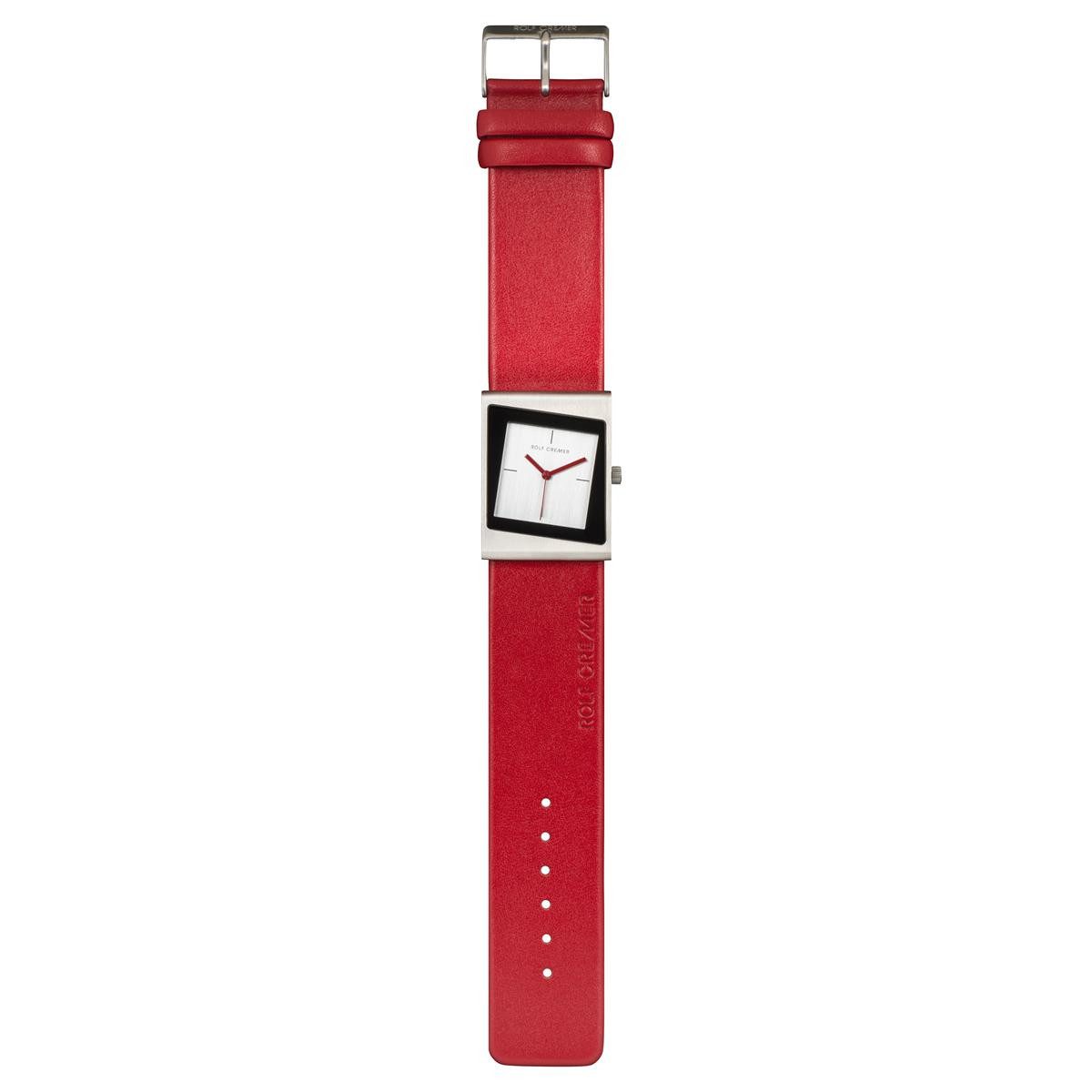 Quarzuhr Rolf Cremer unisexuhr Style 2 500052 mit Roten Lederband, Edelstahl