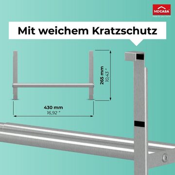 MDCASA Handtuchhalter Tür Edelstahl - bis 2 cm Türfalz - verstellbar von 43 bis 80 cm, Ausziehbar von 43 - 80 cm