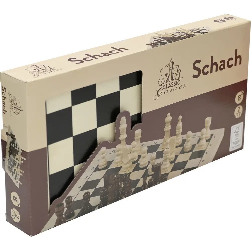 Vedes Spielesammlung Classic Games Schachkassette hell, 29x29cm, Strategiespiel, ca. 29x29