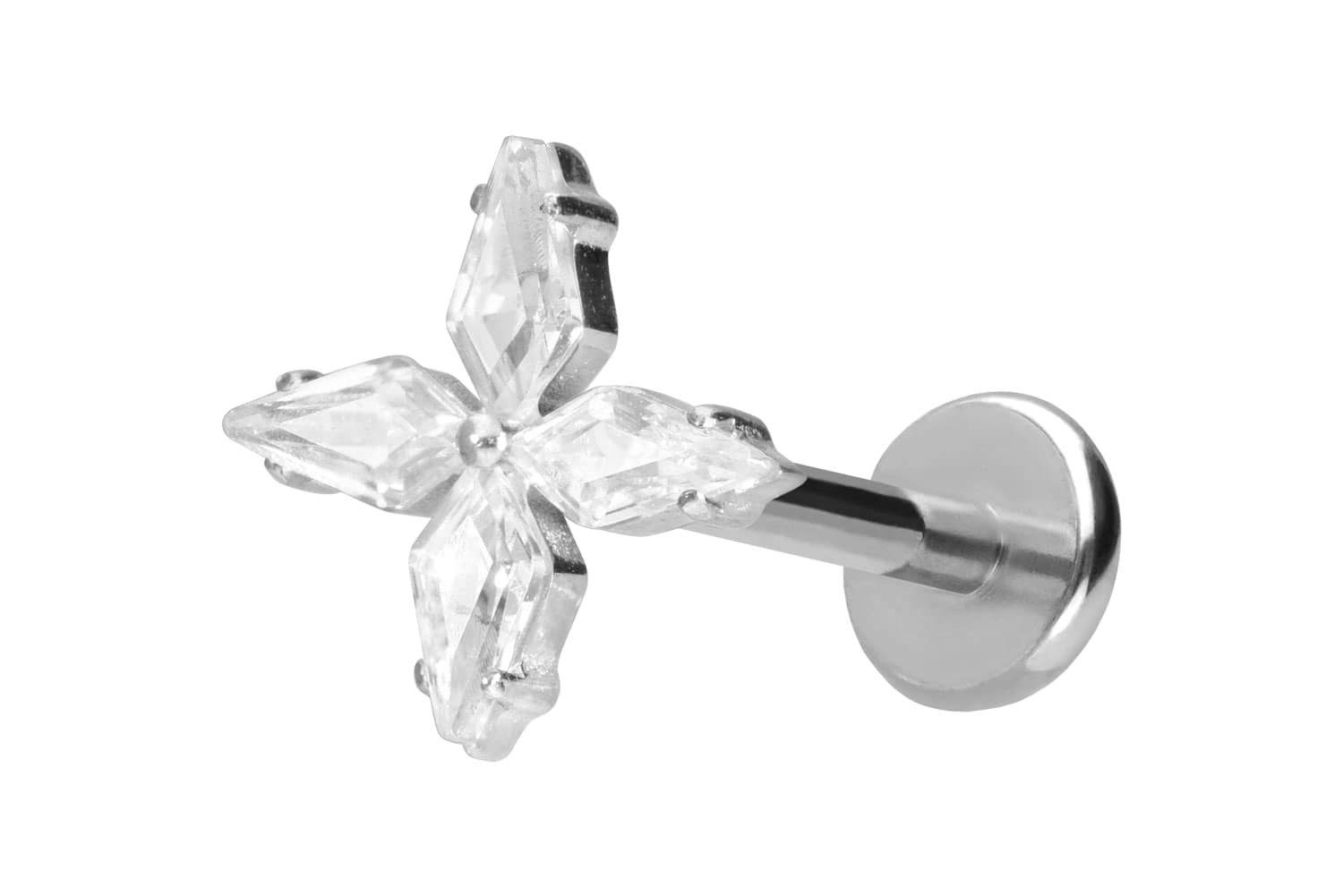 Piercing-Set Titan Labret mit Push Fit KRISTALLSTERN