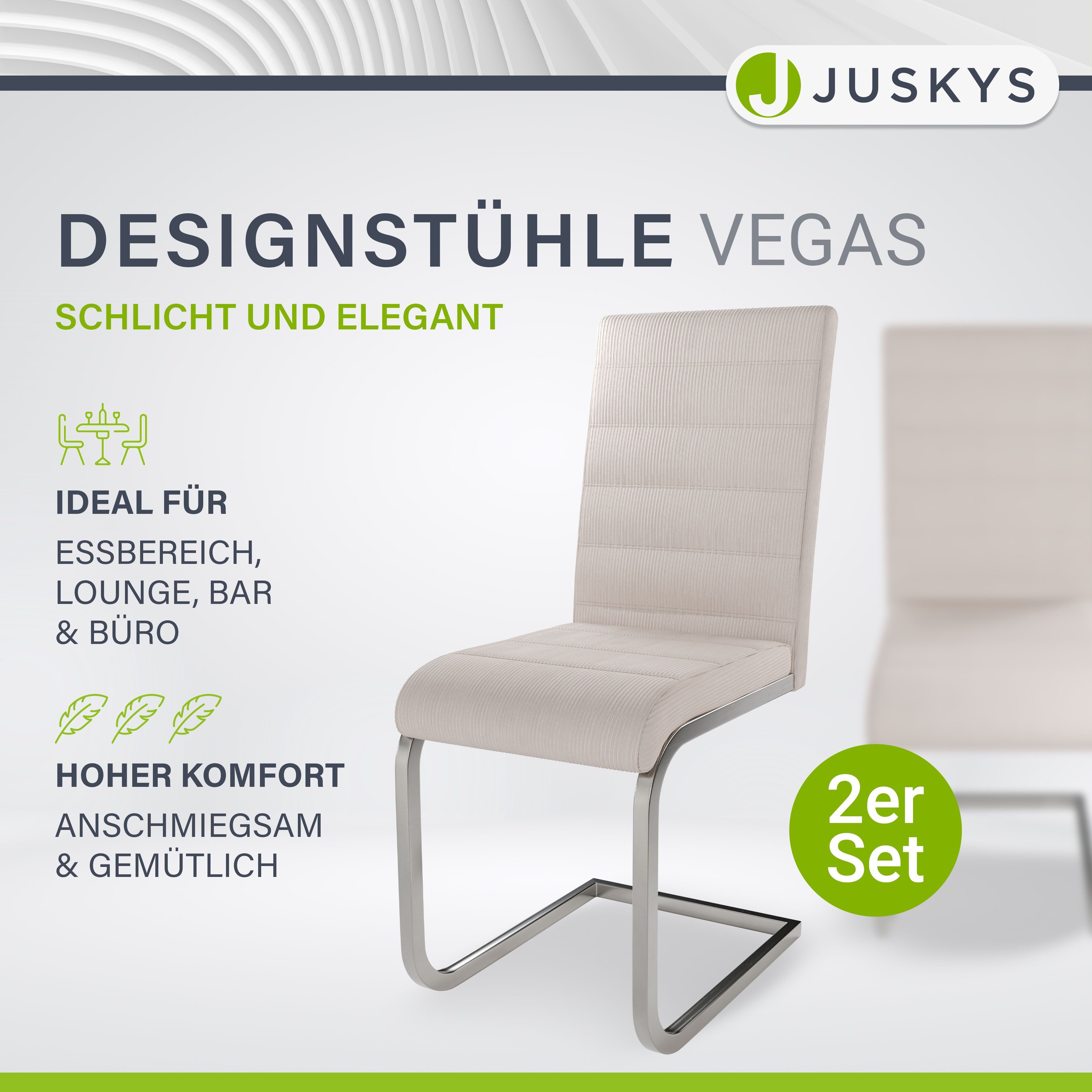 Juskys Freischwinger Vegas, hohe Rückenlehne, pflegeleicht, günstig online kaufen