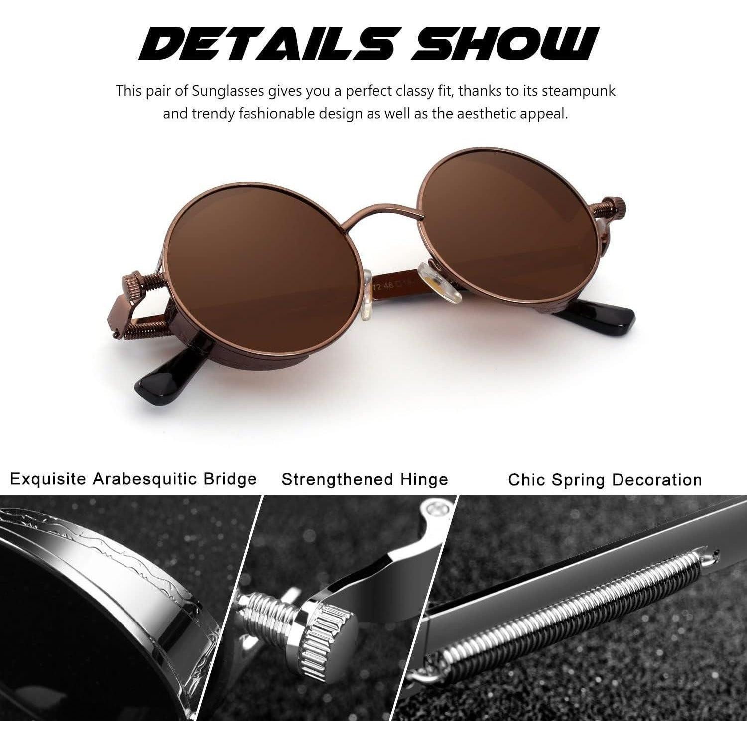 LuxusKollektion Retrosonnenbrille Sonnenbrille Rund Polarisiert UV400 Herren Damen A Braun Braun